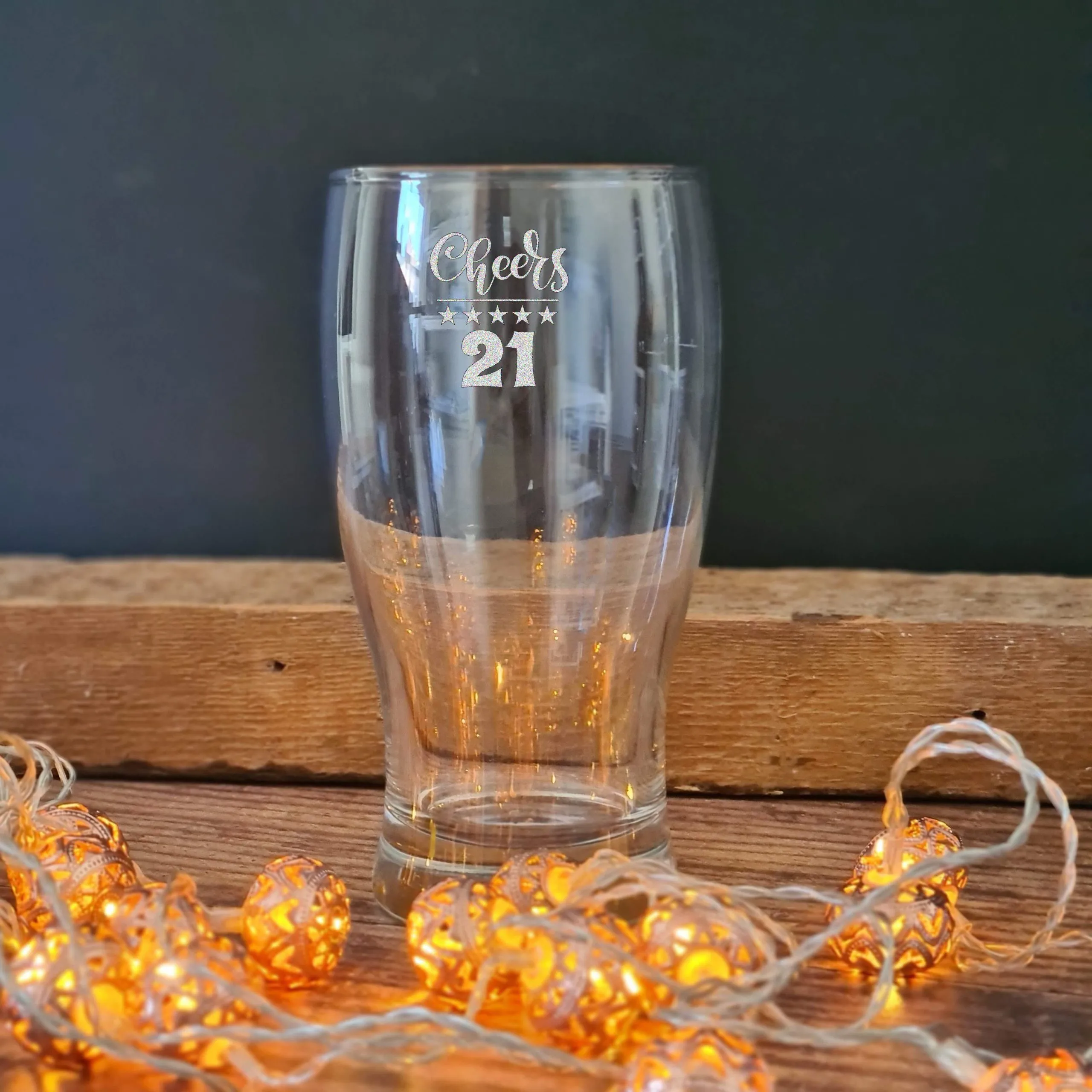21st birthday gift engraved pint glass