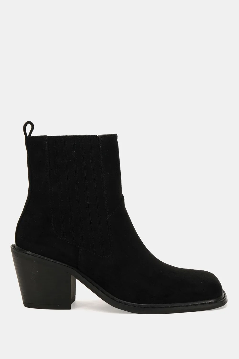 Gala Black square toe chelsea ankle boot