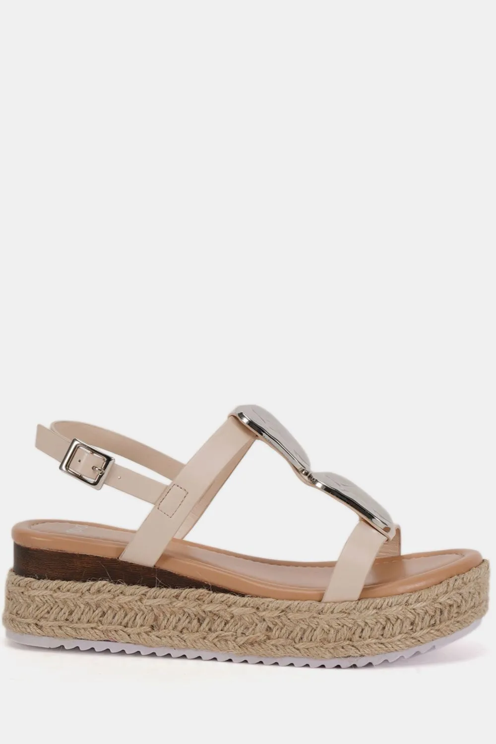 Wide Fit 'Saskia' Hardware Detail Espadrille Flatform Sandal
