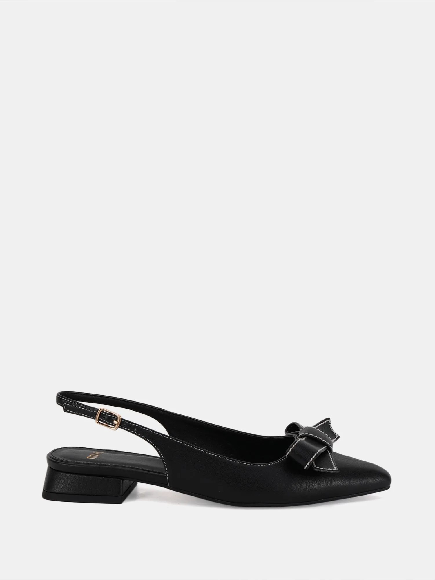 'Carlina' Bow Detail Point Toe Loe Heel Slingback Shoe