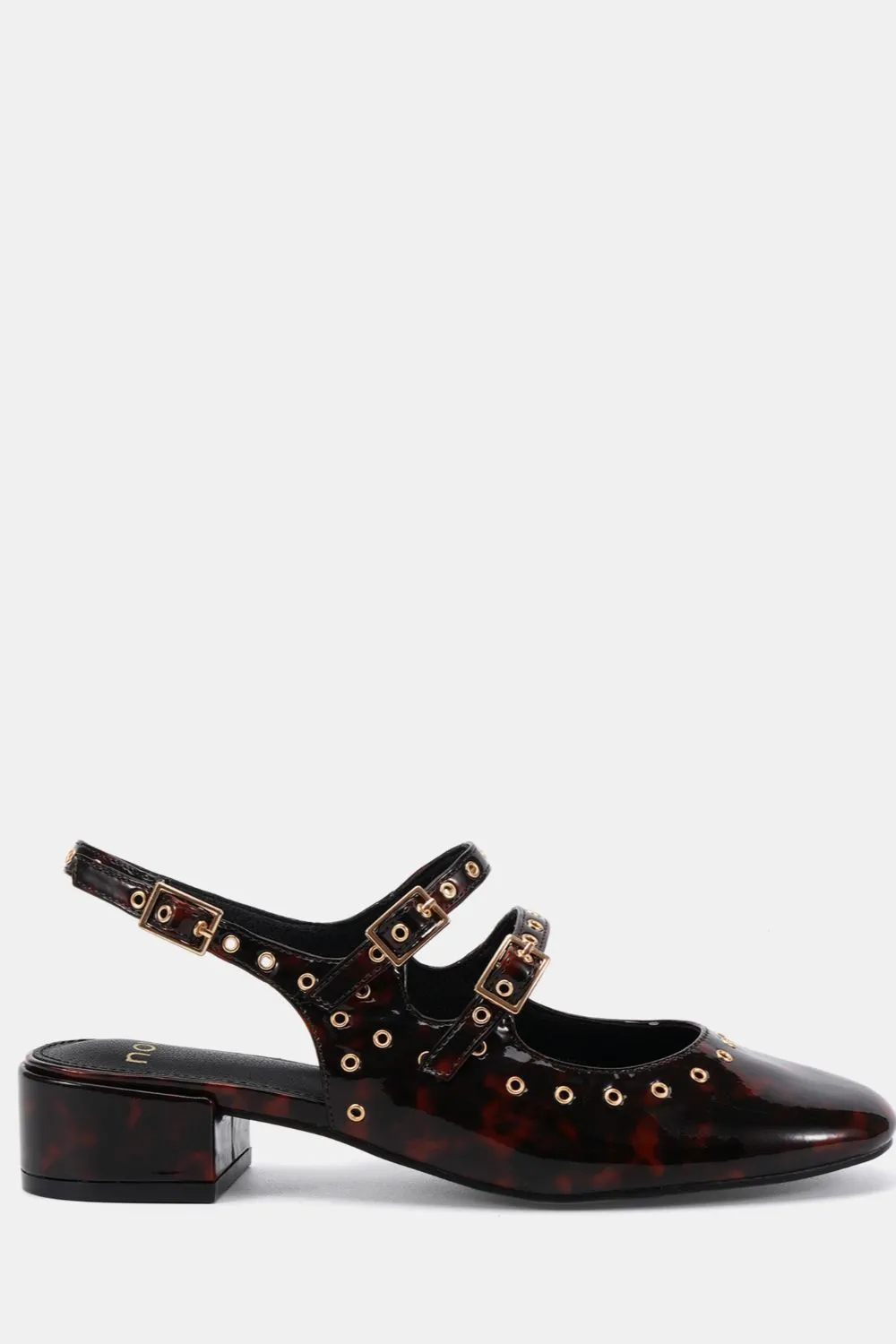 Courtny Eyelet Detail Mary Jane Low Heel Slingback