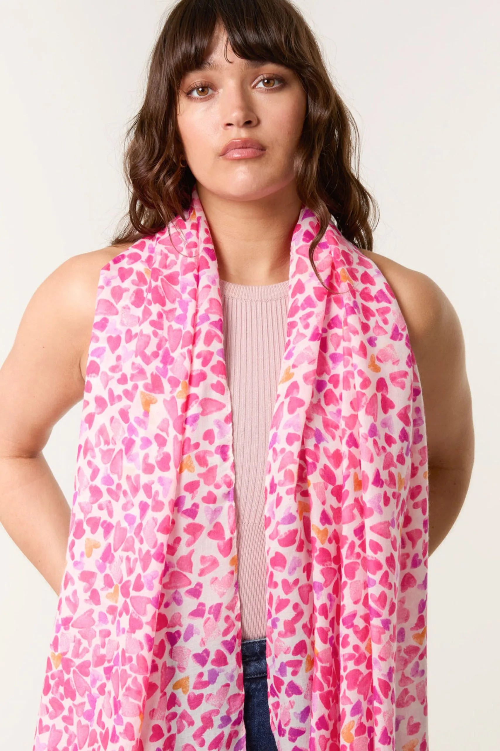 Heart Love Print Scarf