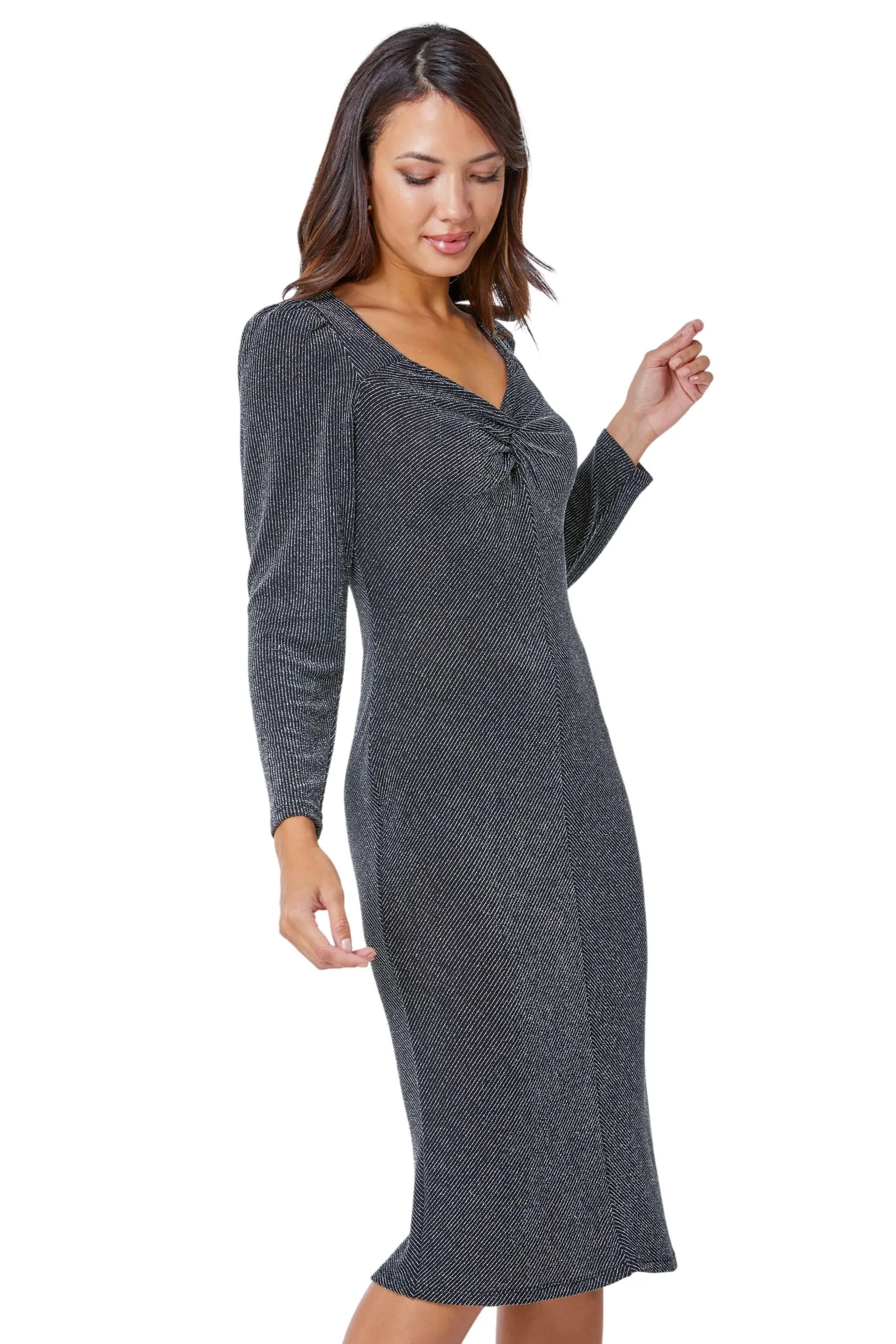 Shimmer Stretch Knot Detail Dress