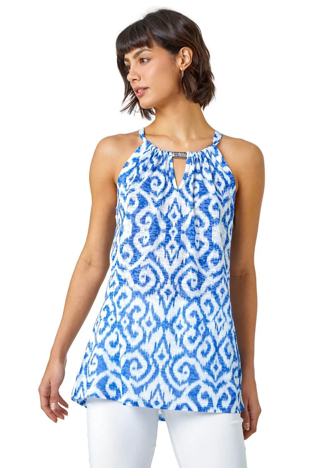 Aztec Print Halter Neck Top