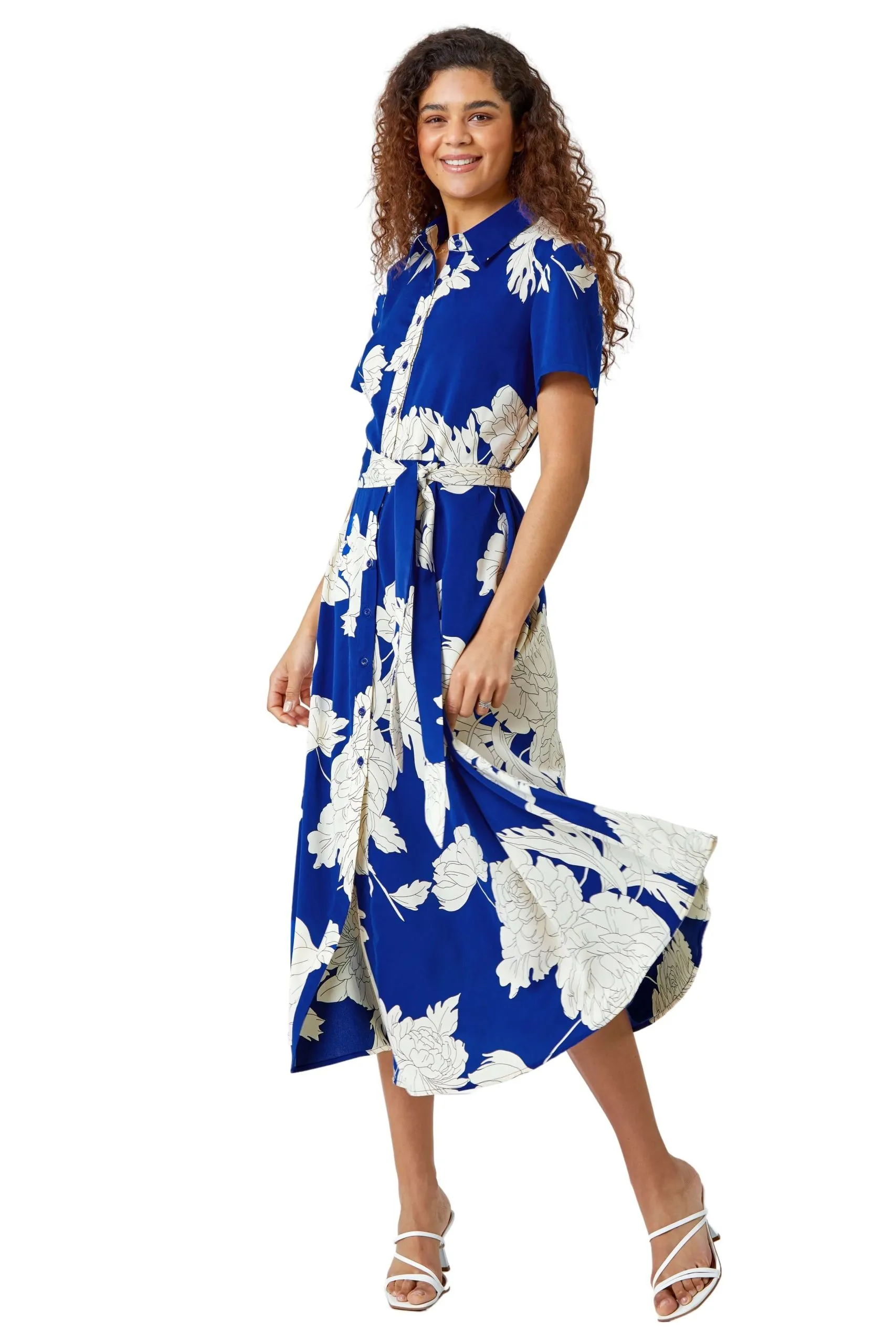 Shadow Floral Print Shirt Dress