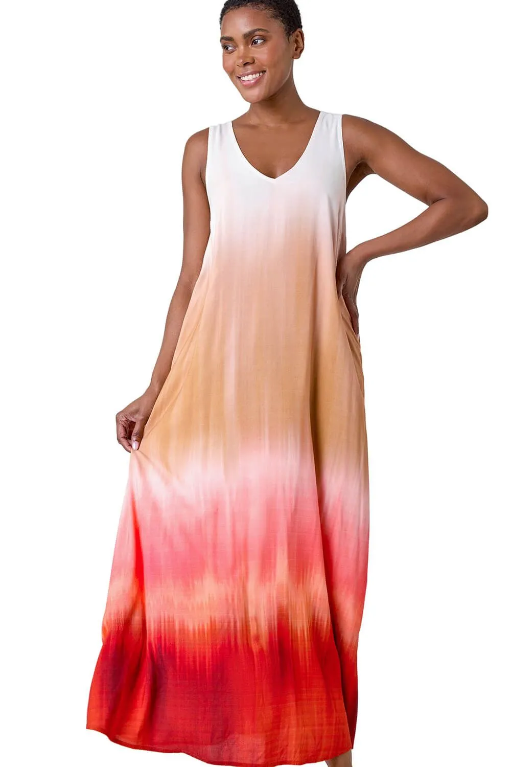 Sleeveless Ombre Midi Dress