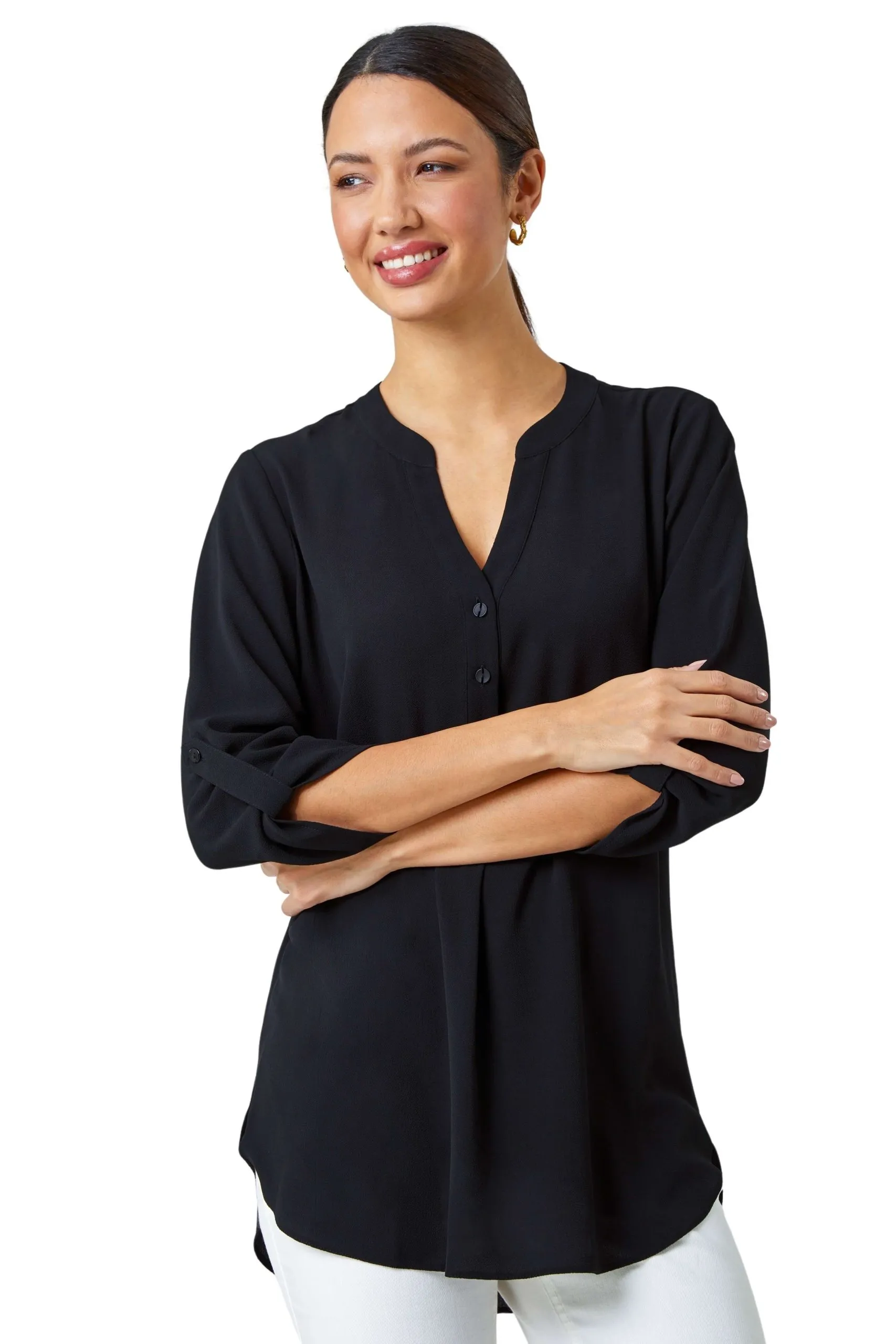 V-Neck Longline Tunic Blouse