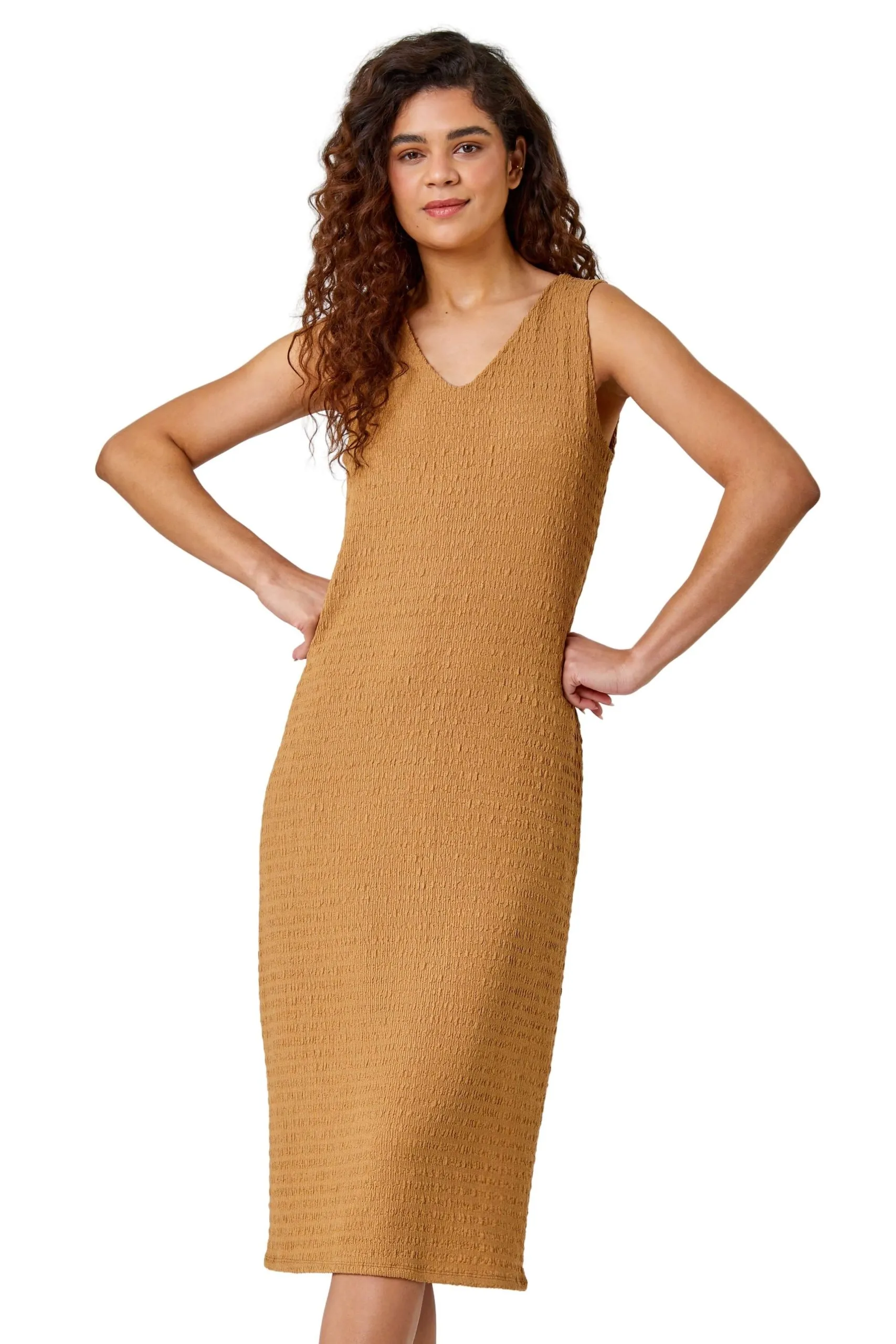Textured Stretch Jersey Midi Dress