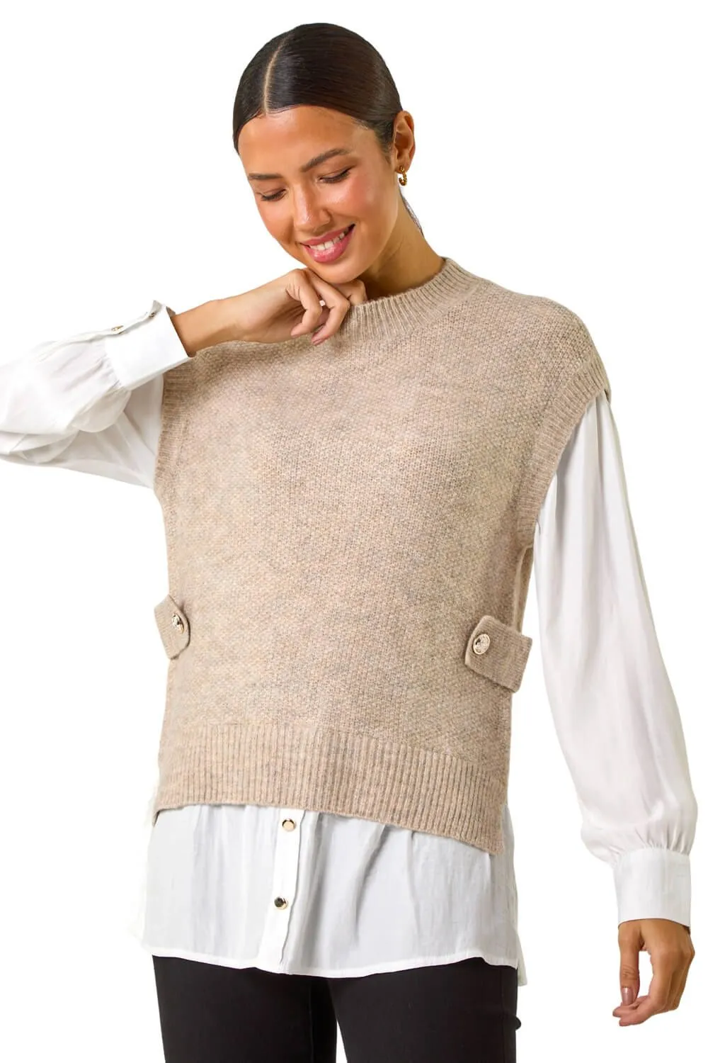 Contrast 2 In 1 Knit Jumper