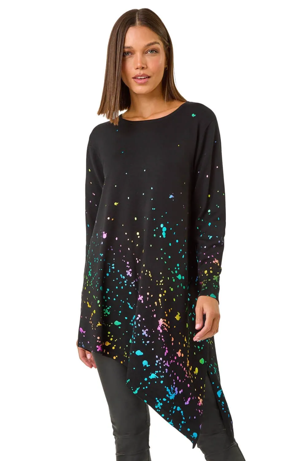 Border Splash Foil Print Tunic