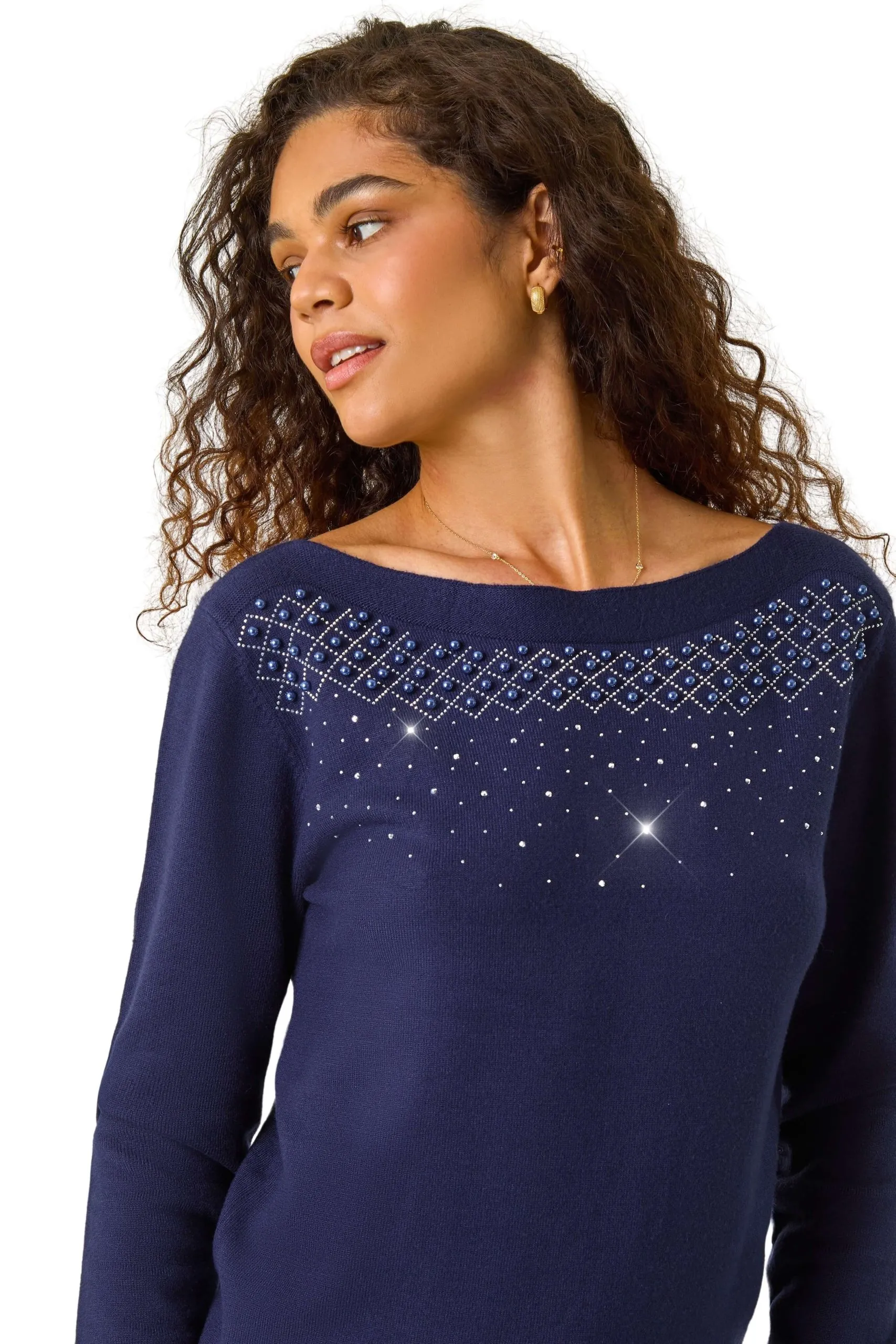 Embellished Boat Neck Jumper