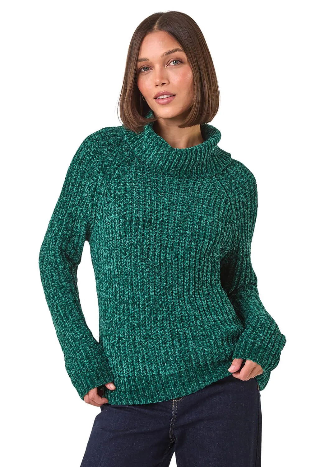 Cowl Neck Chenille Knit Jumper