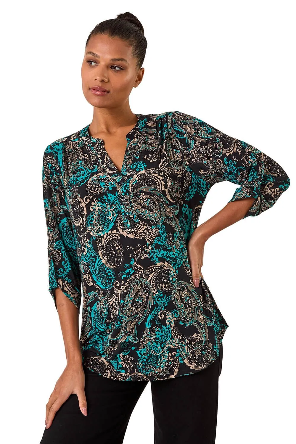 Stretch Paisley Print Shirt