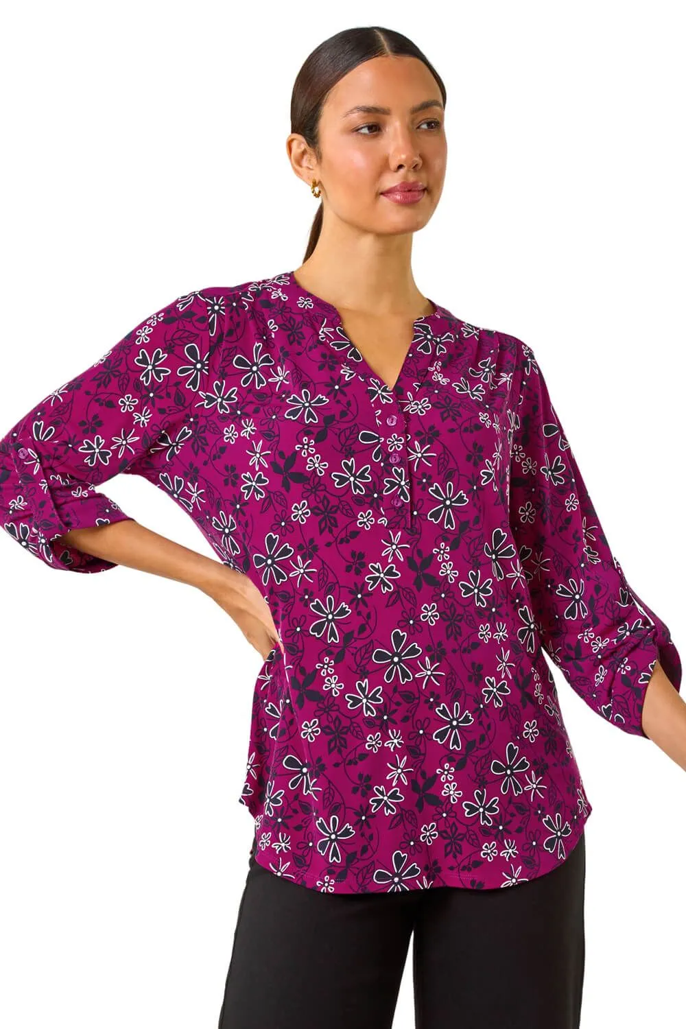 Textured Flower Print Shirt