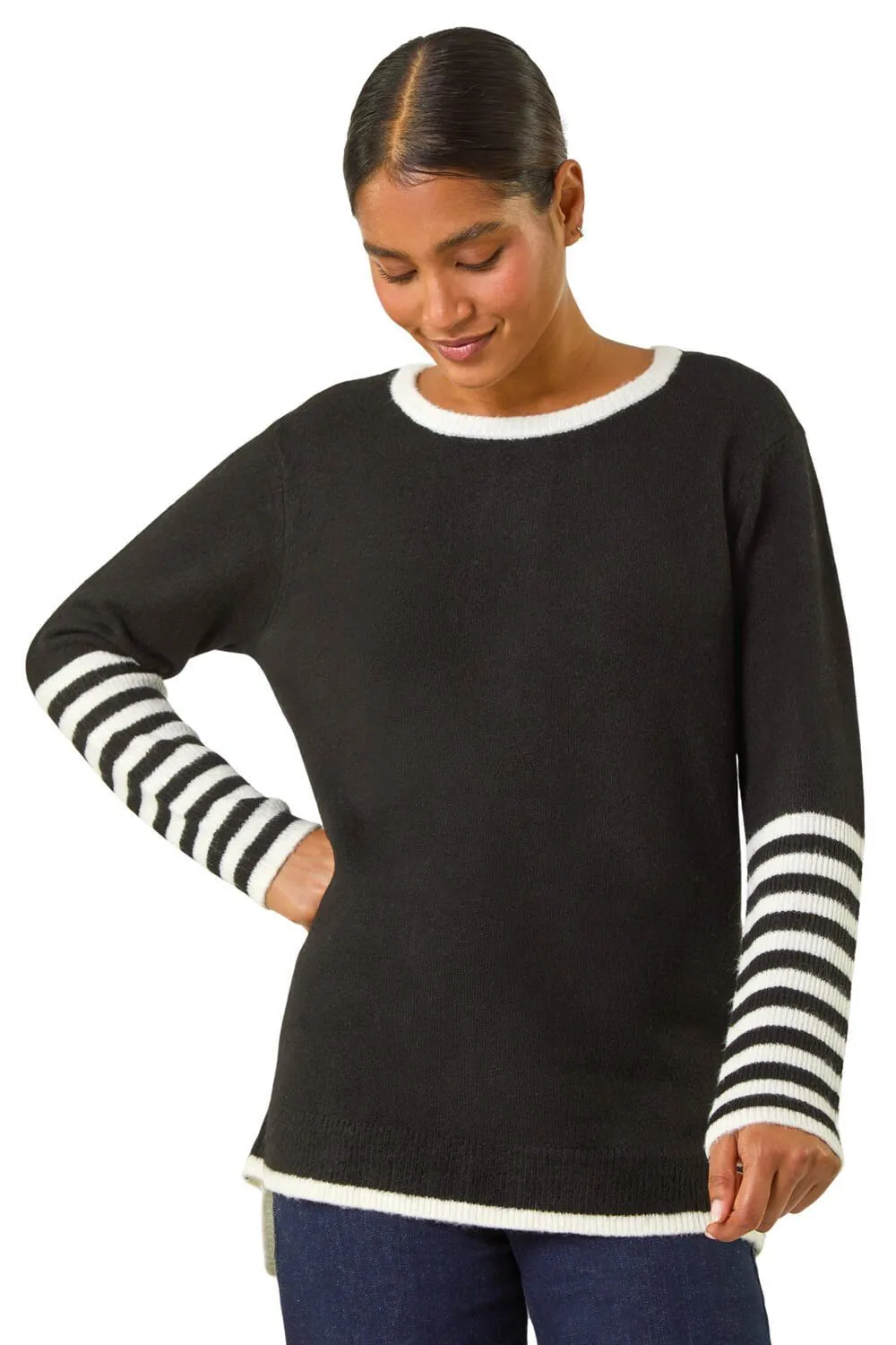 Contrast Stripe Detail Knit Jumper