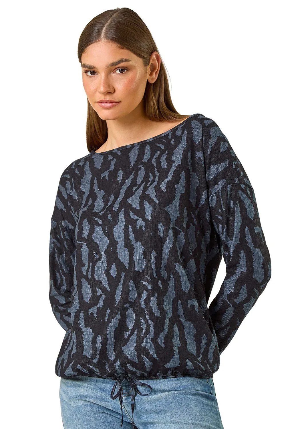 Tie Hem Geometric Print Top