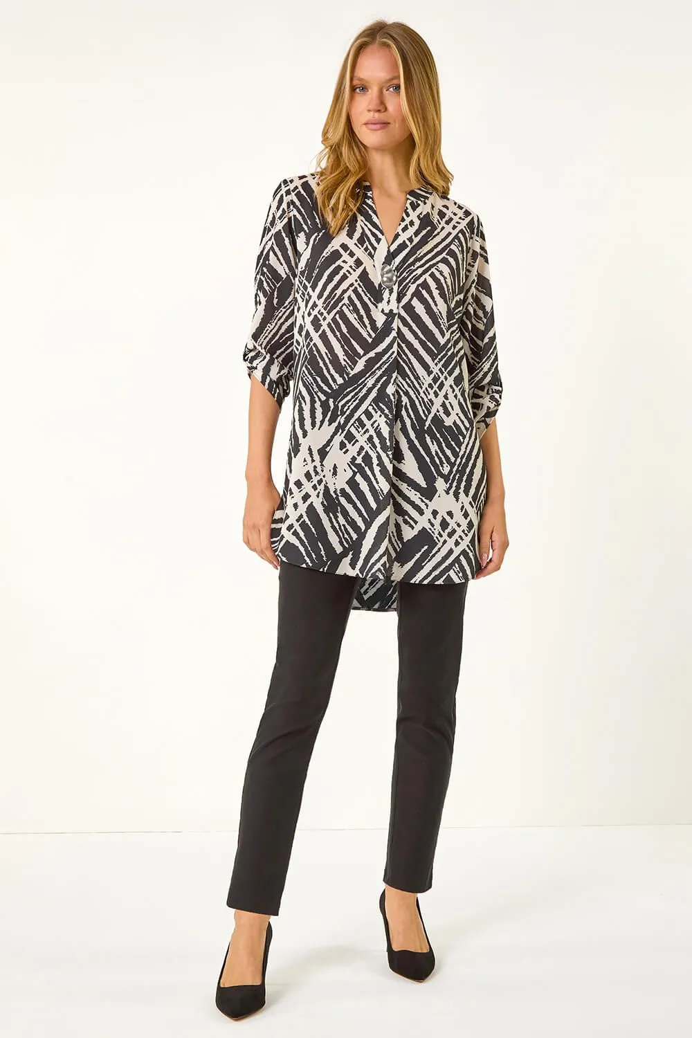 Abstract Button Detail Tunic