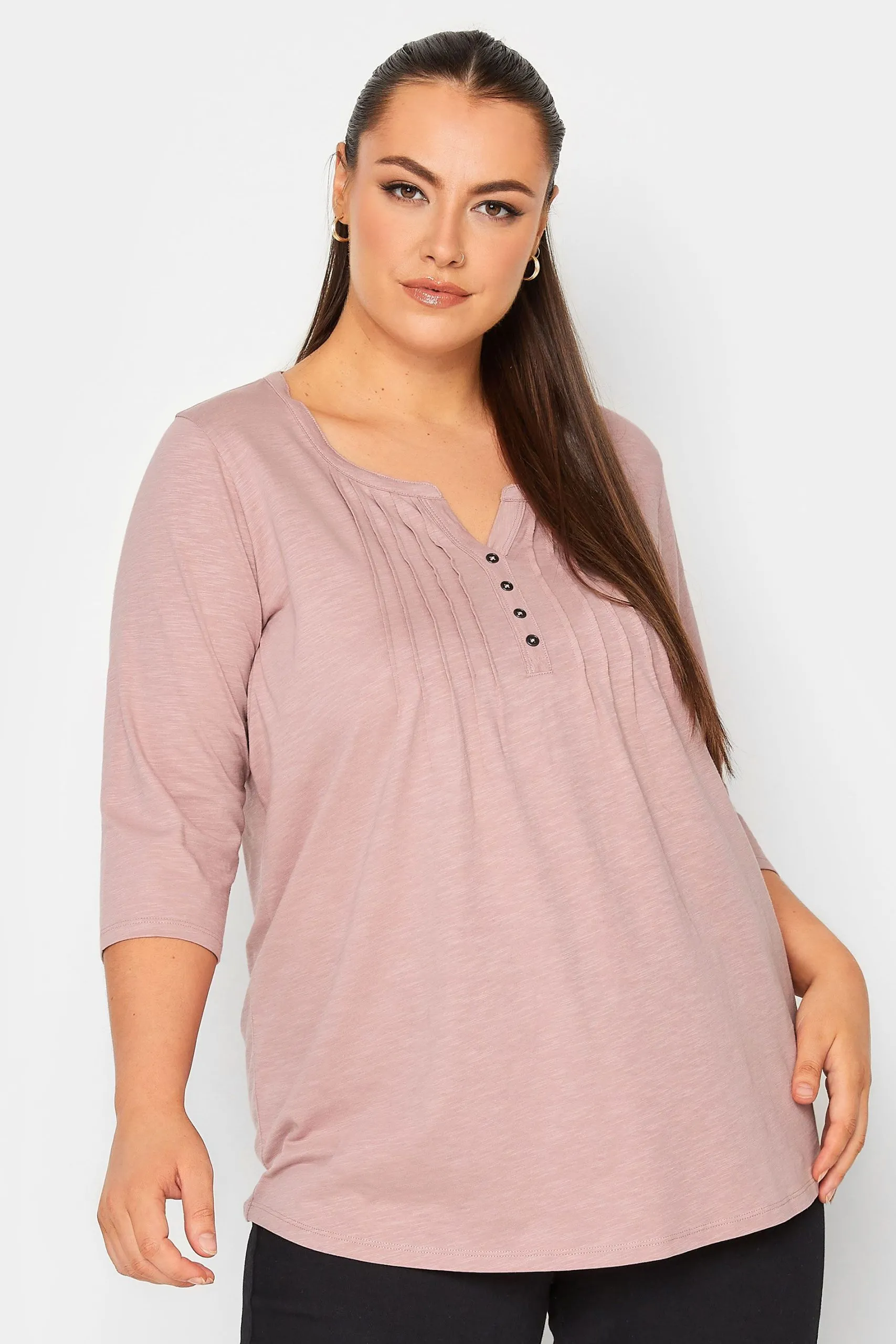 Pintuck Henley Cotton Top