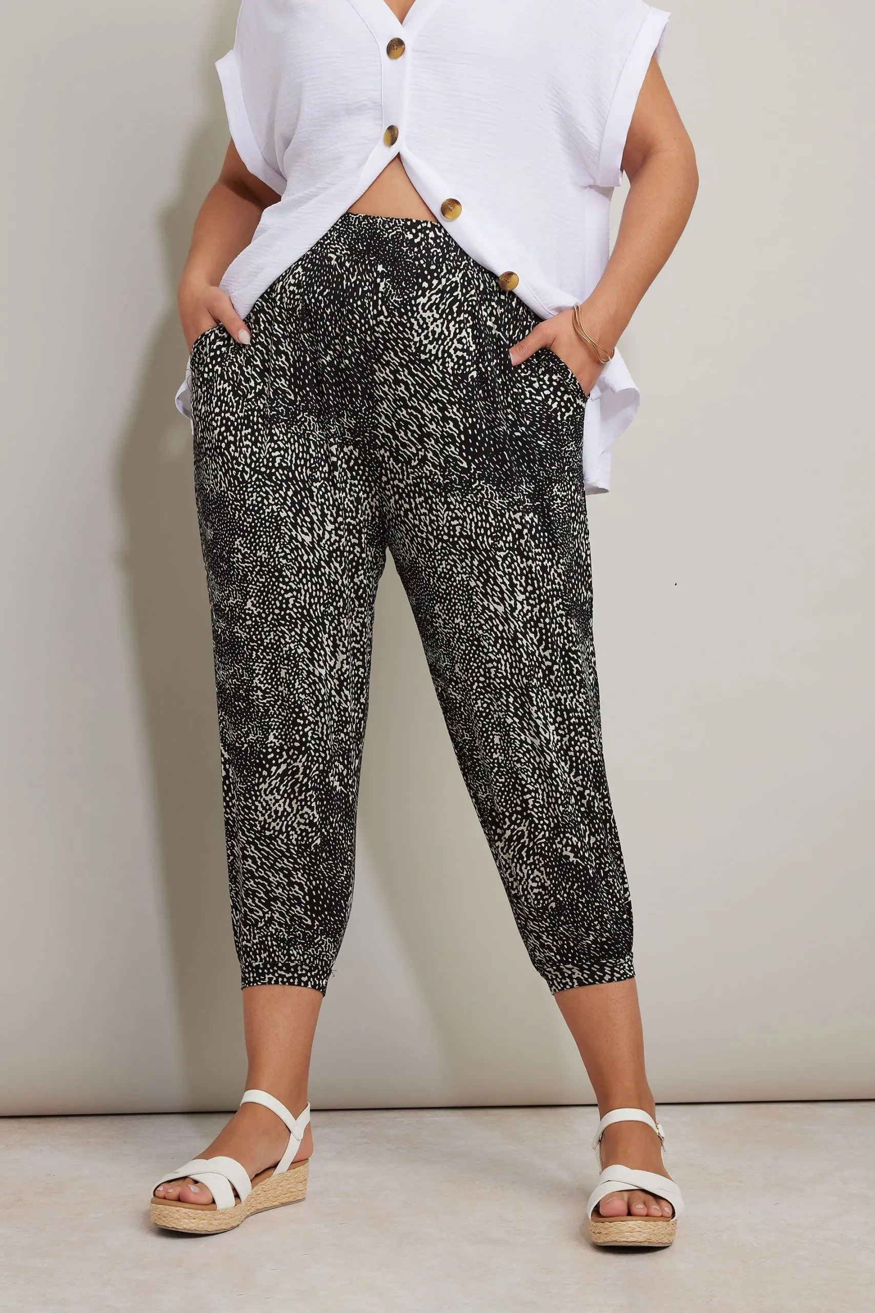 Animal Print Cropped Harem Joggers
