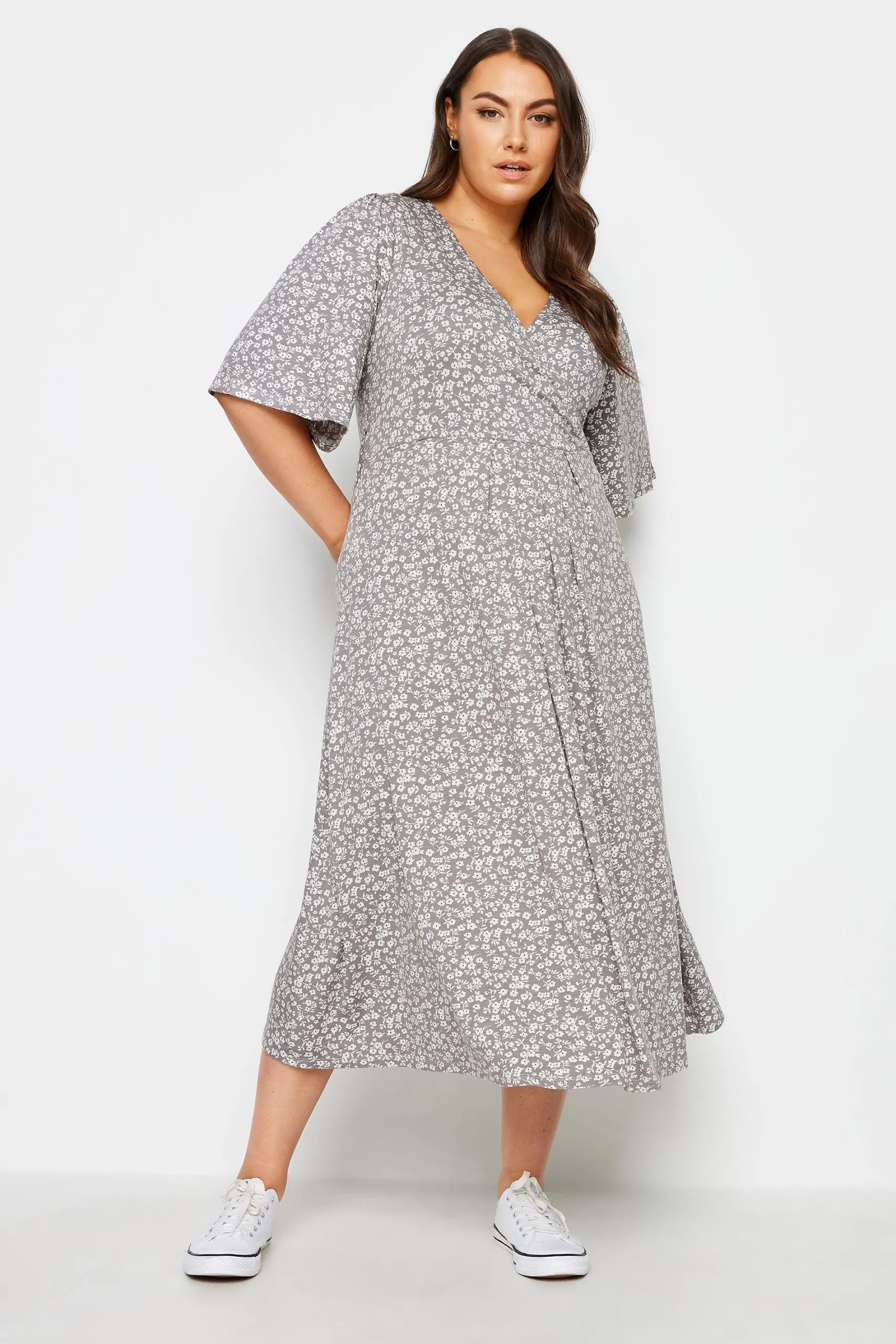 Printed Midi Wrap Dress