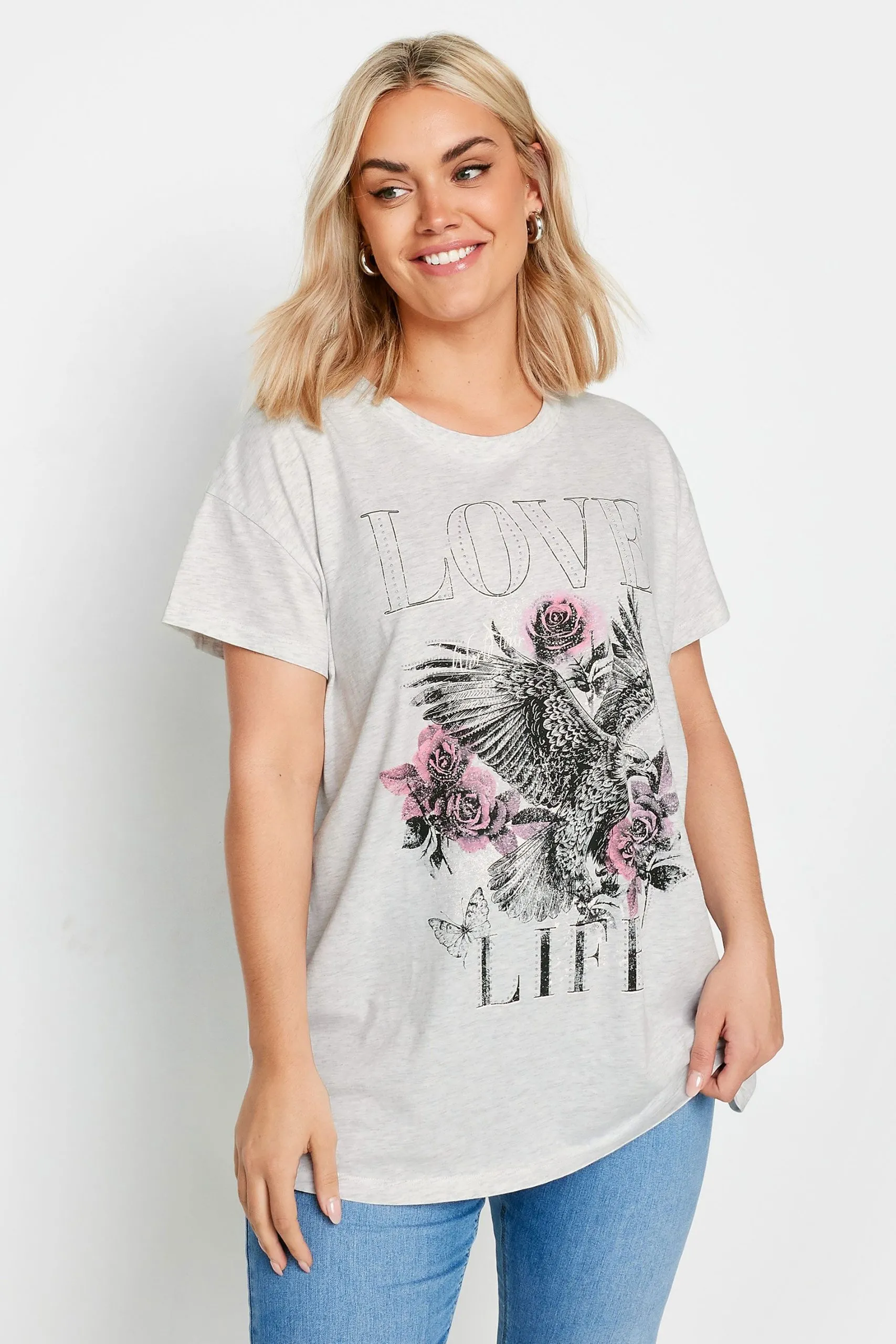 Stud 'Love Life' Slogan T-Shirt