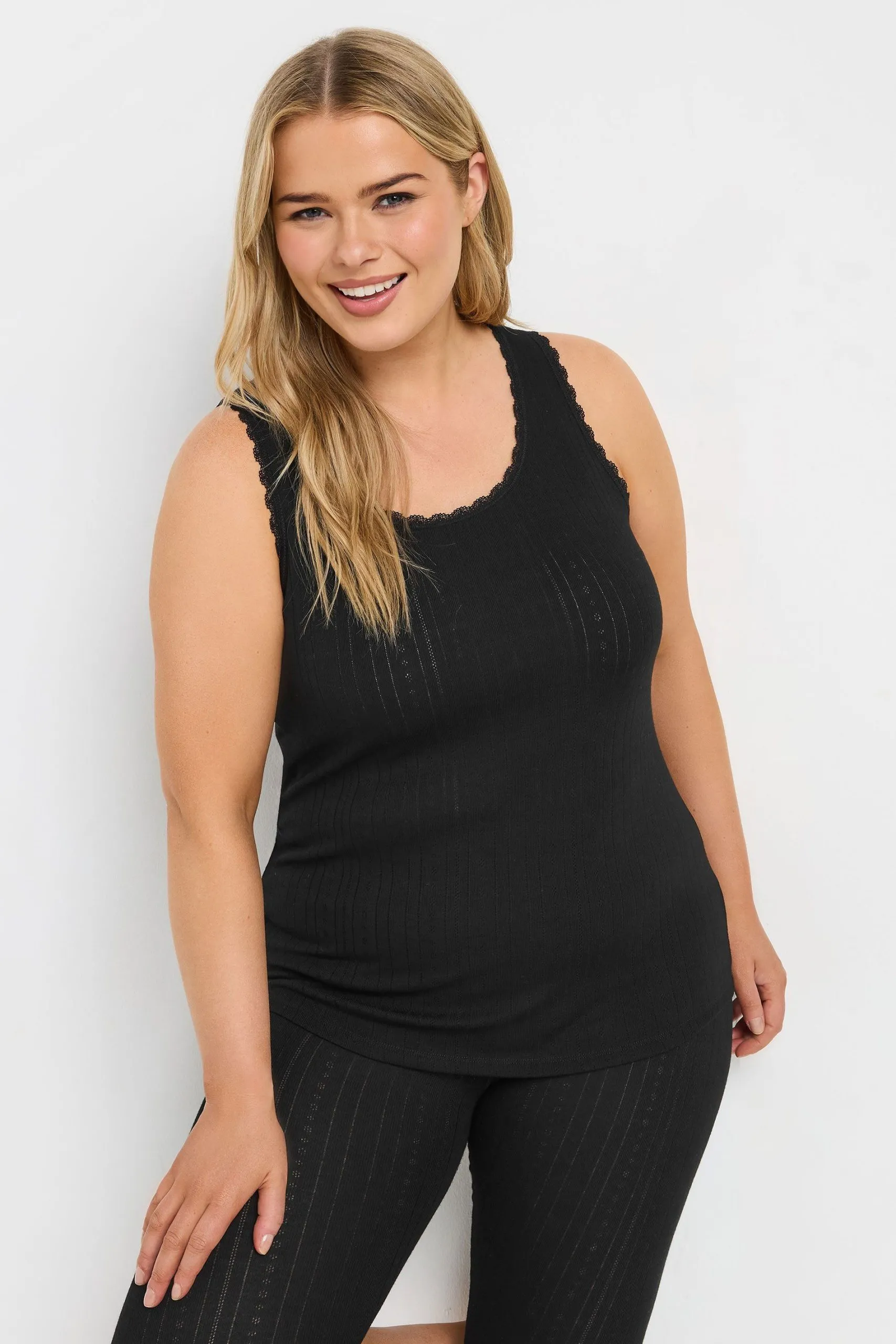 Pointelle Thermal Vest Top