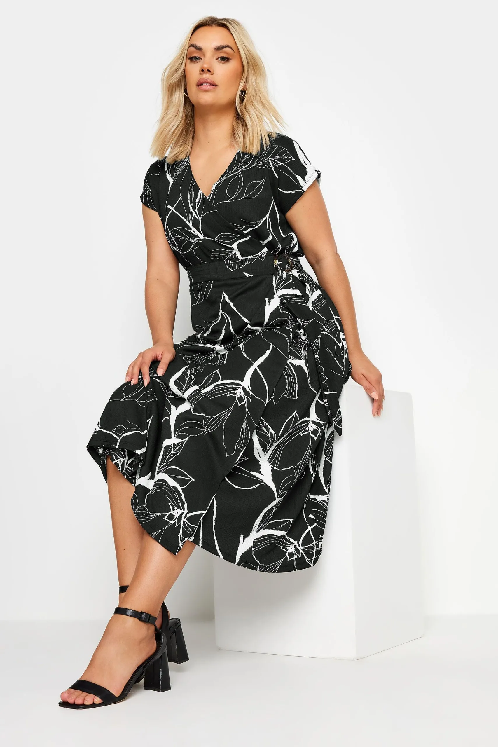 Crinkle Midi Wrap Dress