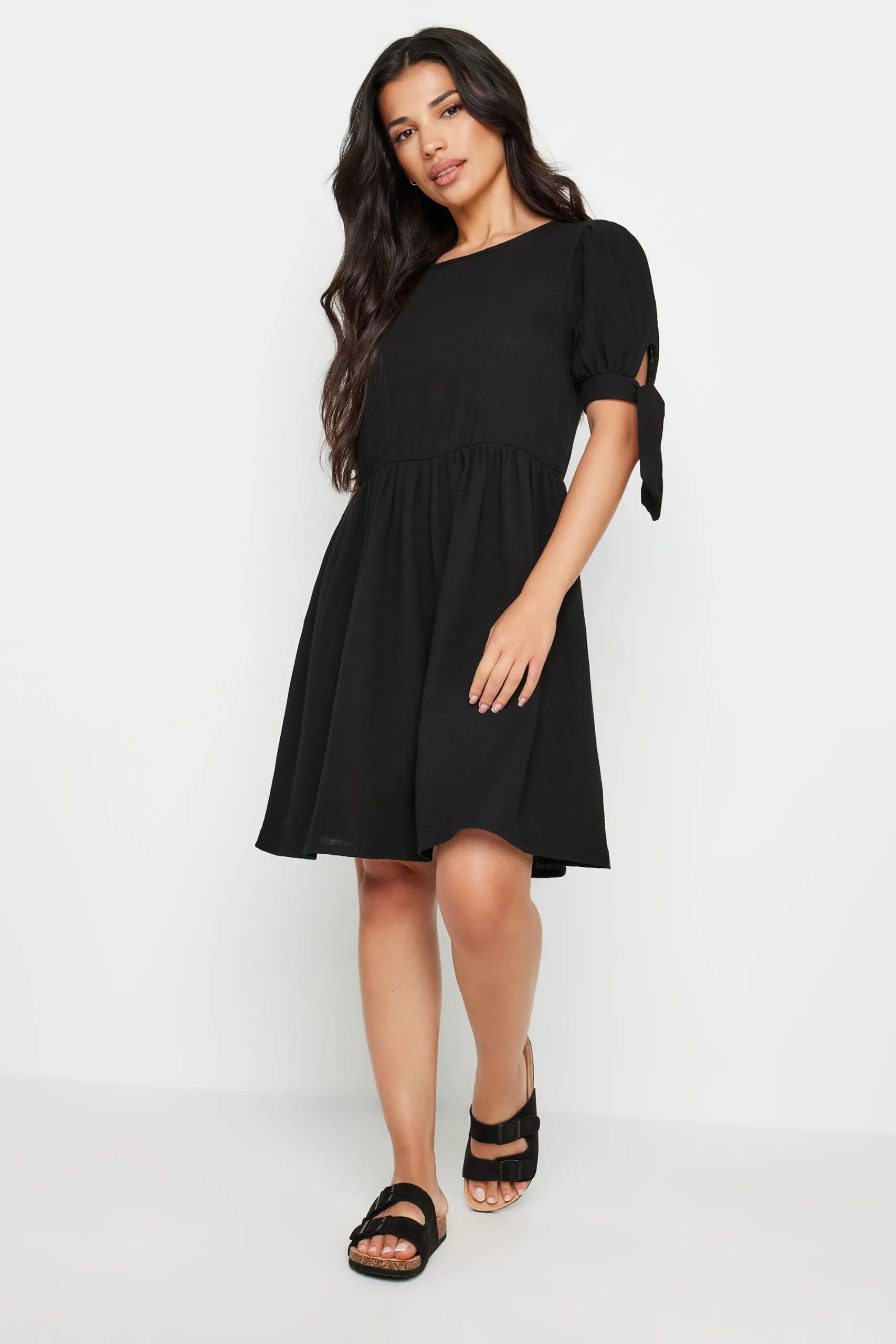 Petite Tie Sleeve Smock Dress