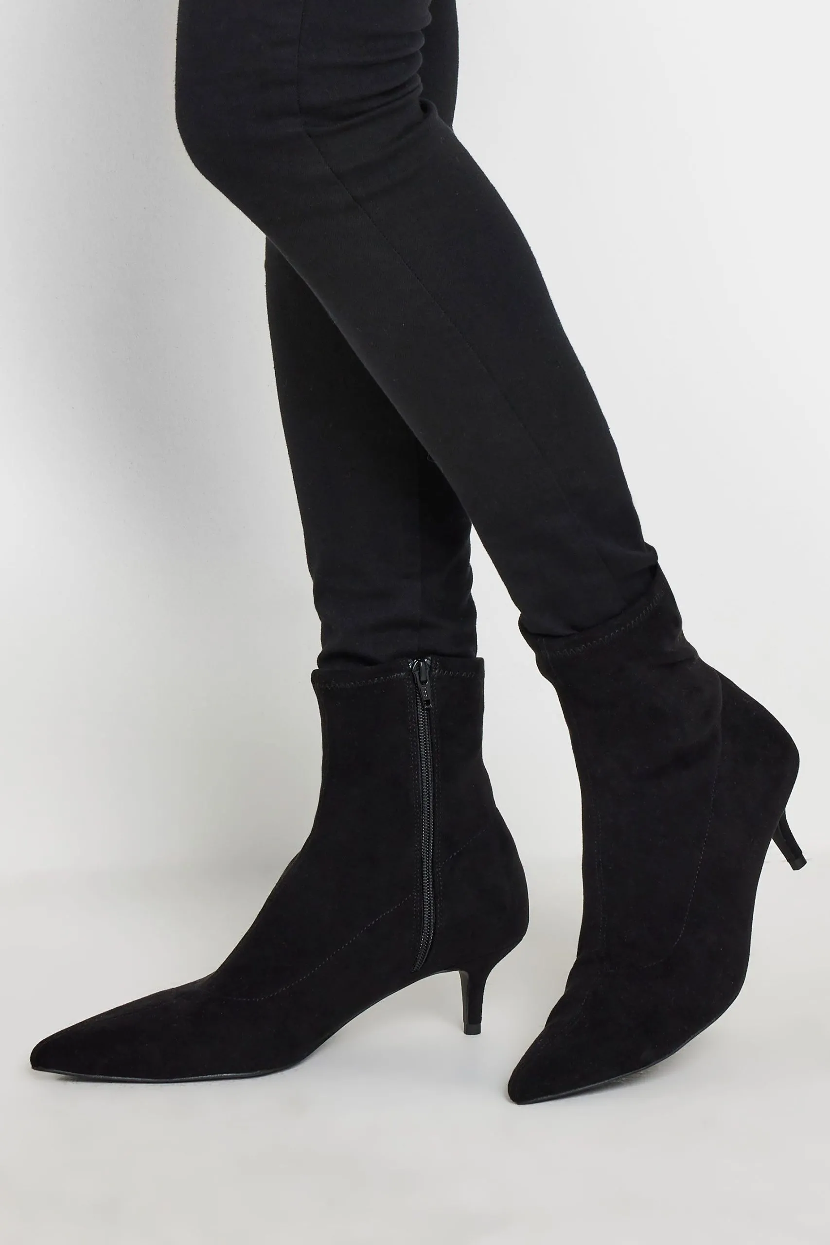 Faux Suede Kitten Heeled Boots