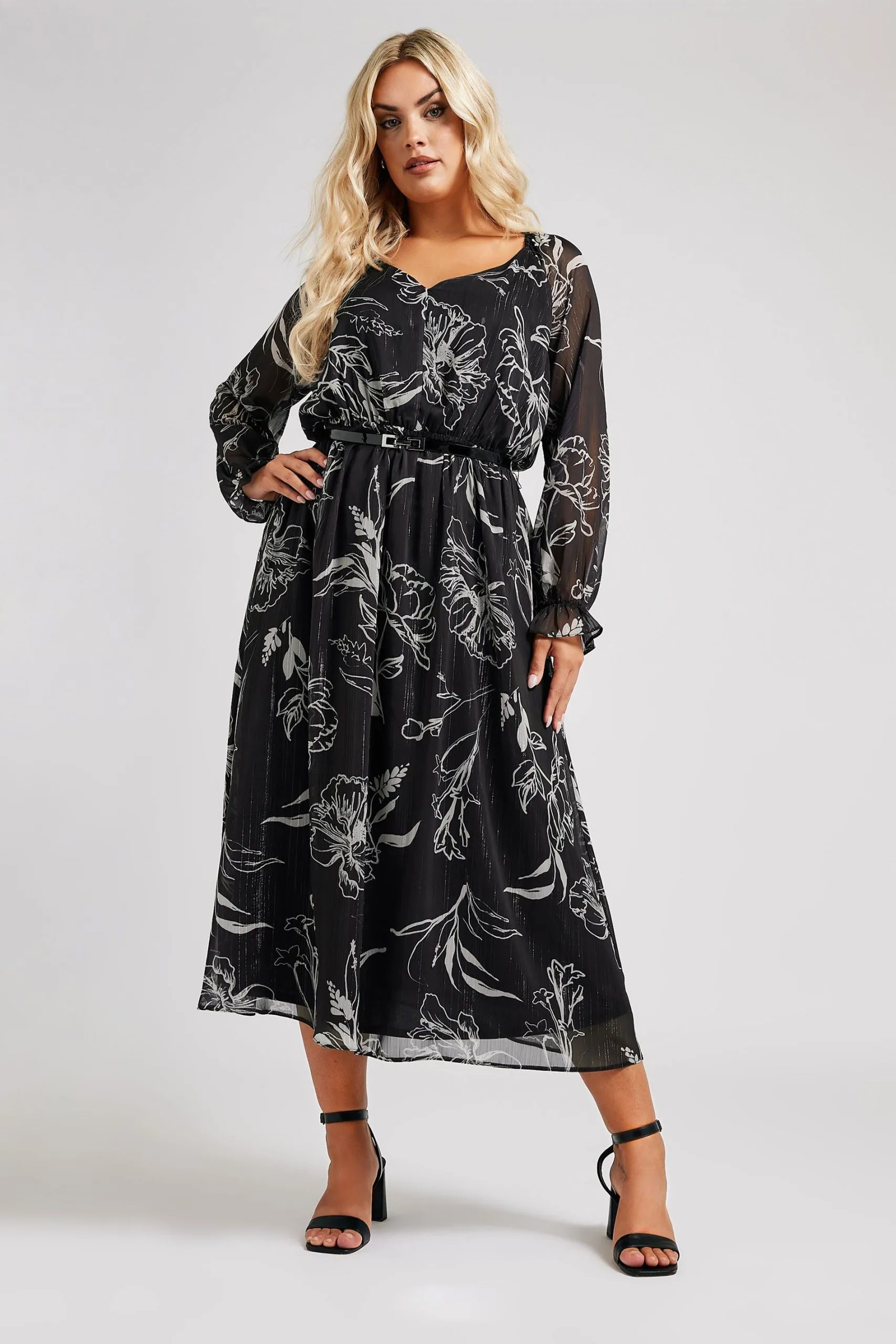 Printed Metallic Midaxi Dress