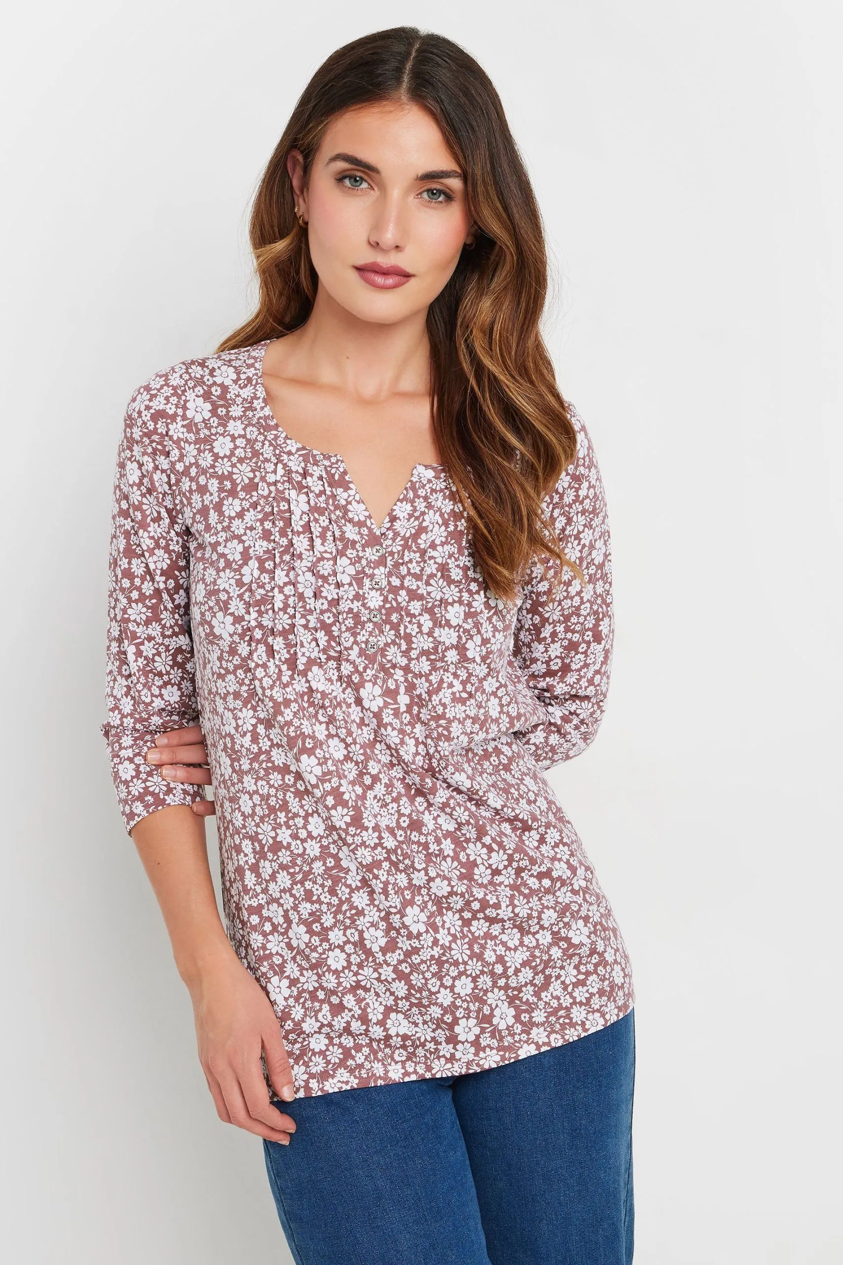 Tall Ditsy Floral Henley Top