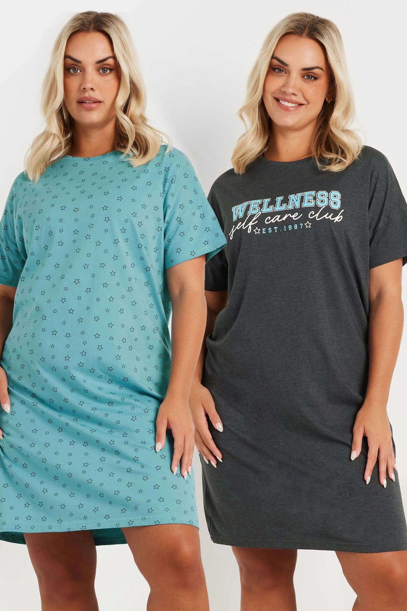 2 Pack 'Wellness' Star Print Nightdresses