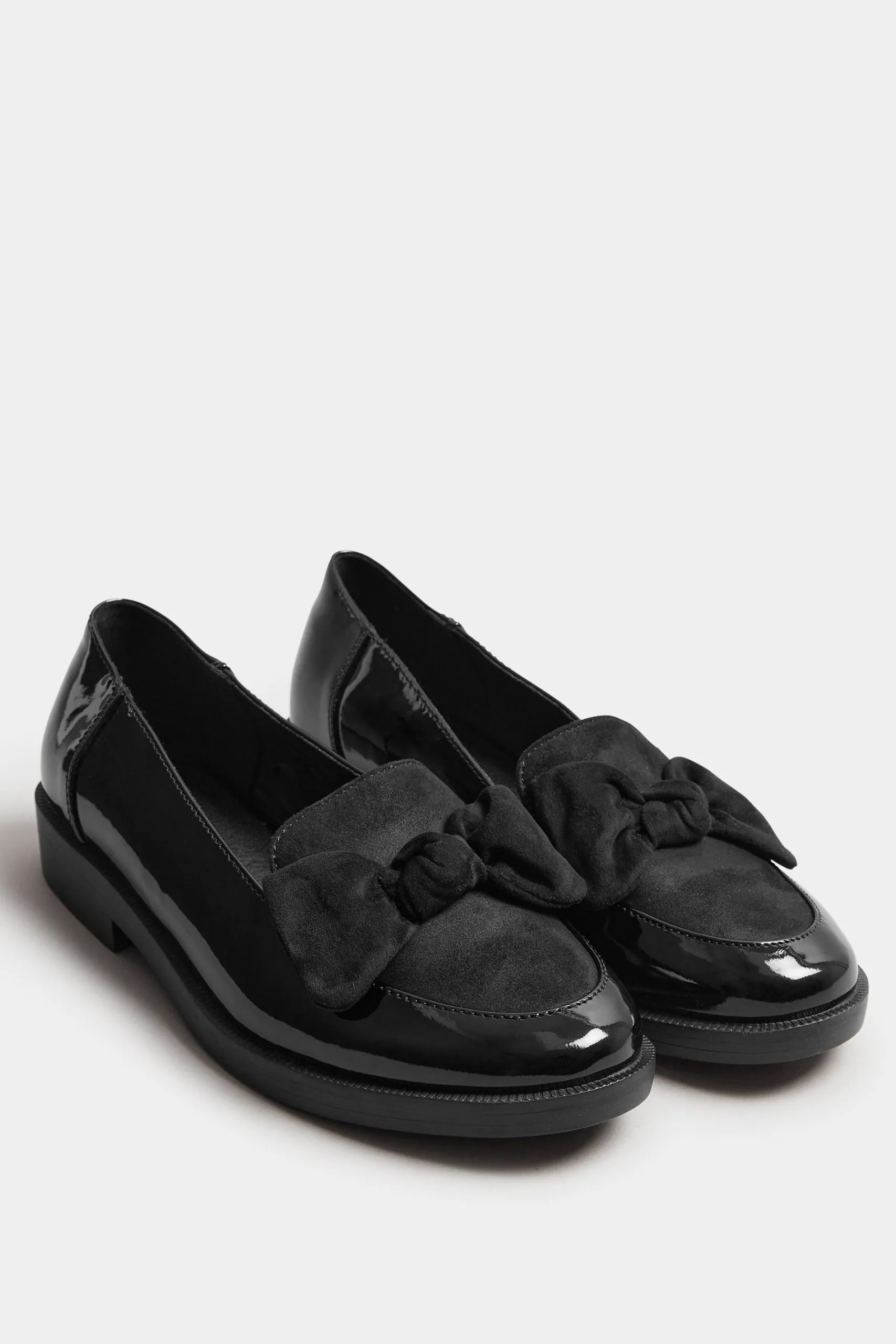 Patent Bow Front Loafers In Extra Wide Fit