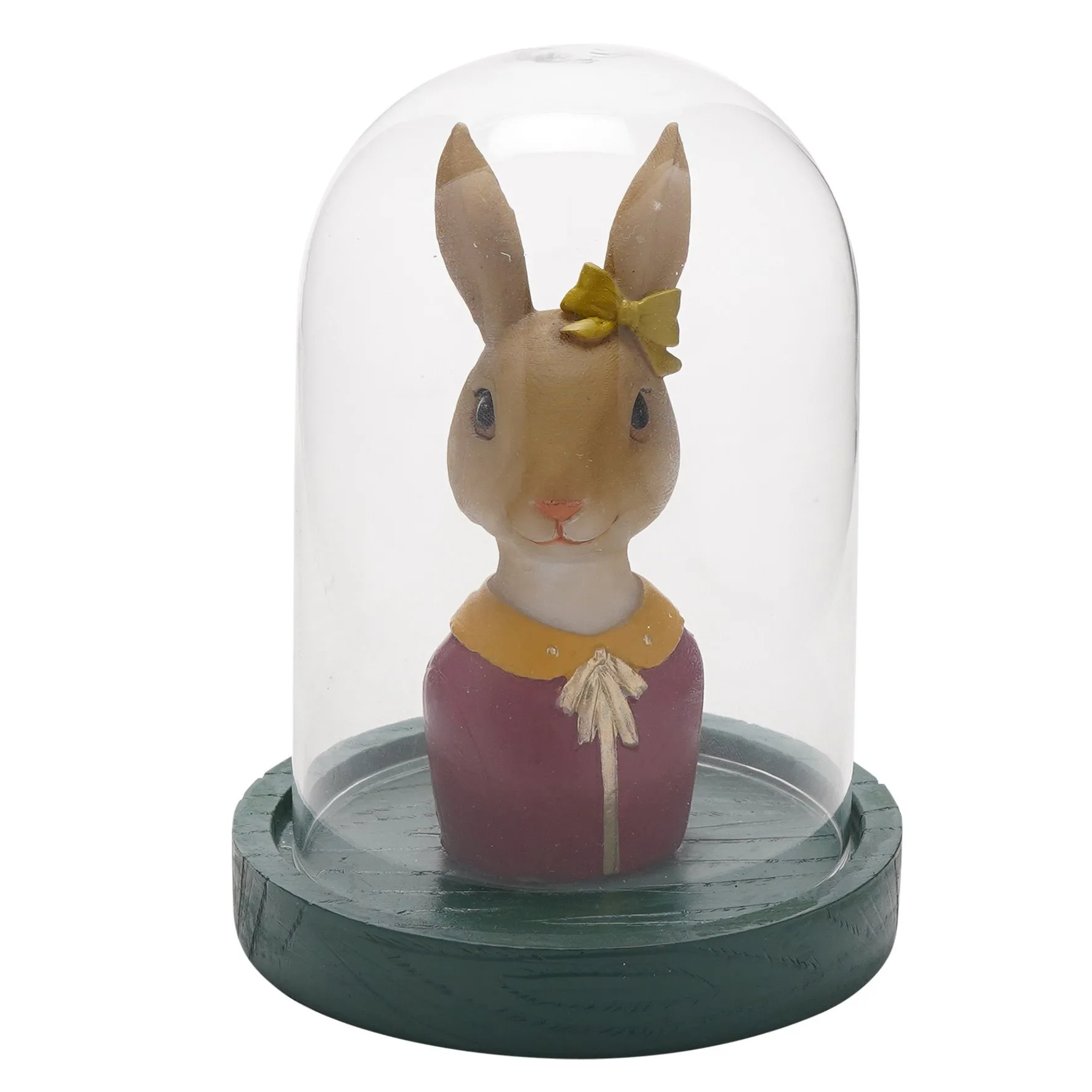 The Collection Easter Dressed Bunny In Glass Dome Resin Figurine