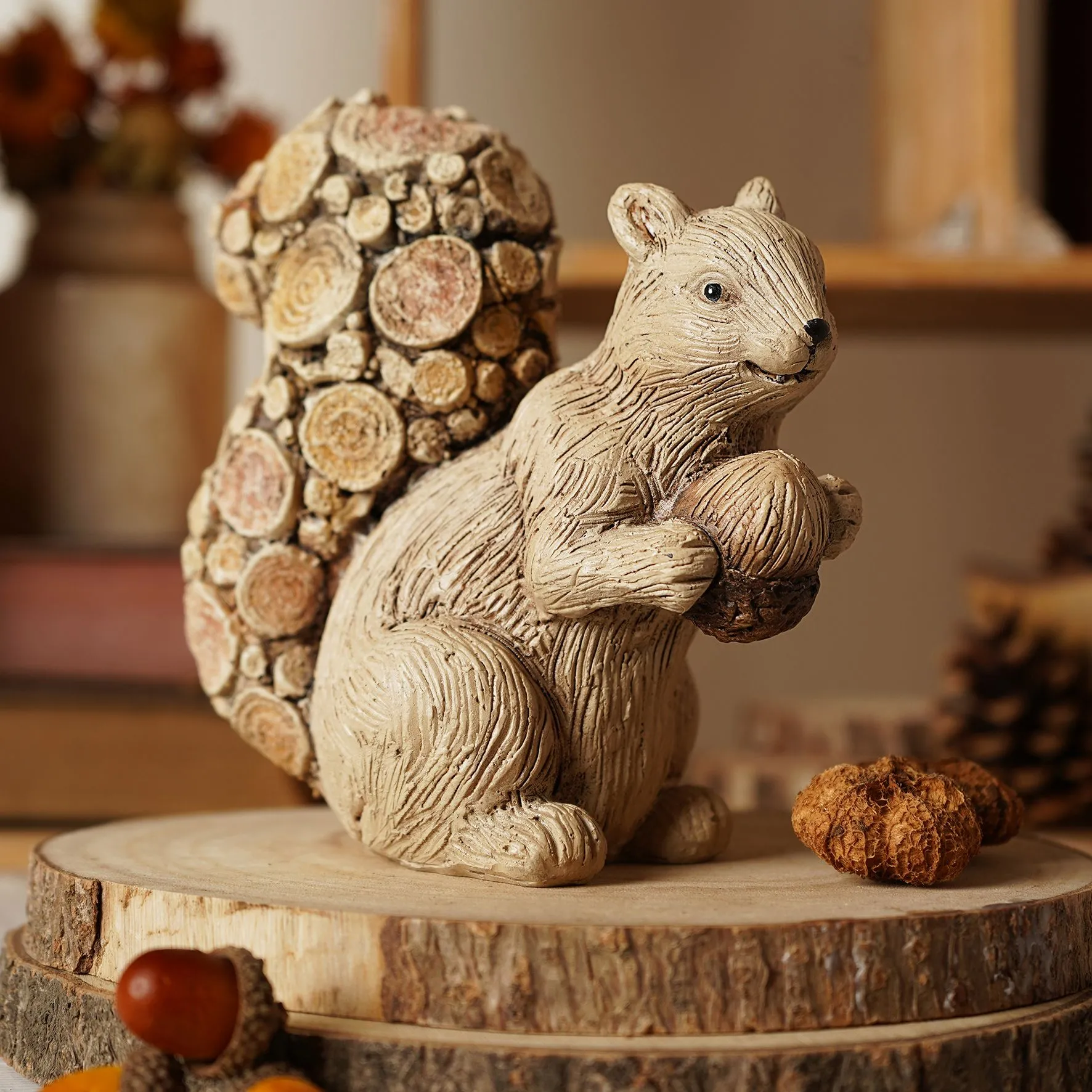 Autumn Harvest Wood Effect Squirrel