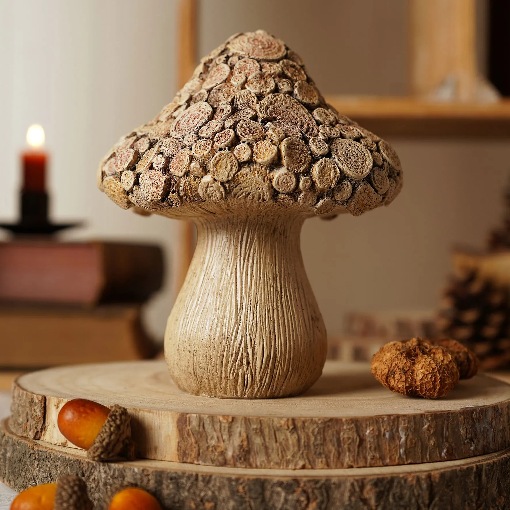 Autumn Harvest Wood Effect Mushroom - 16.5cm