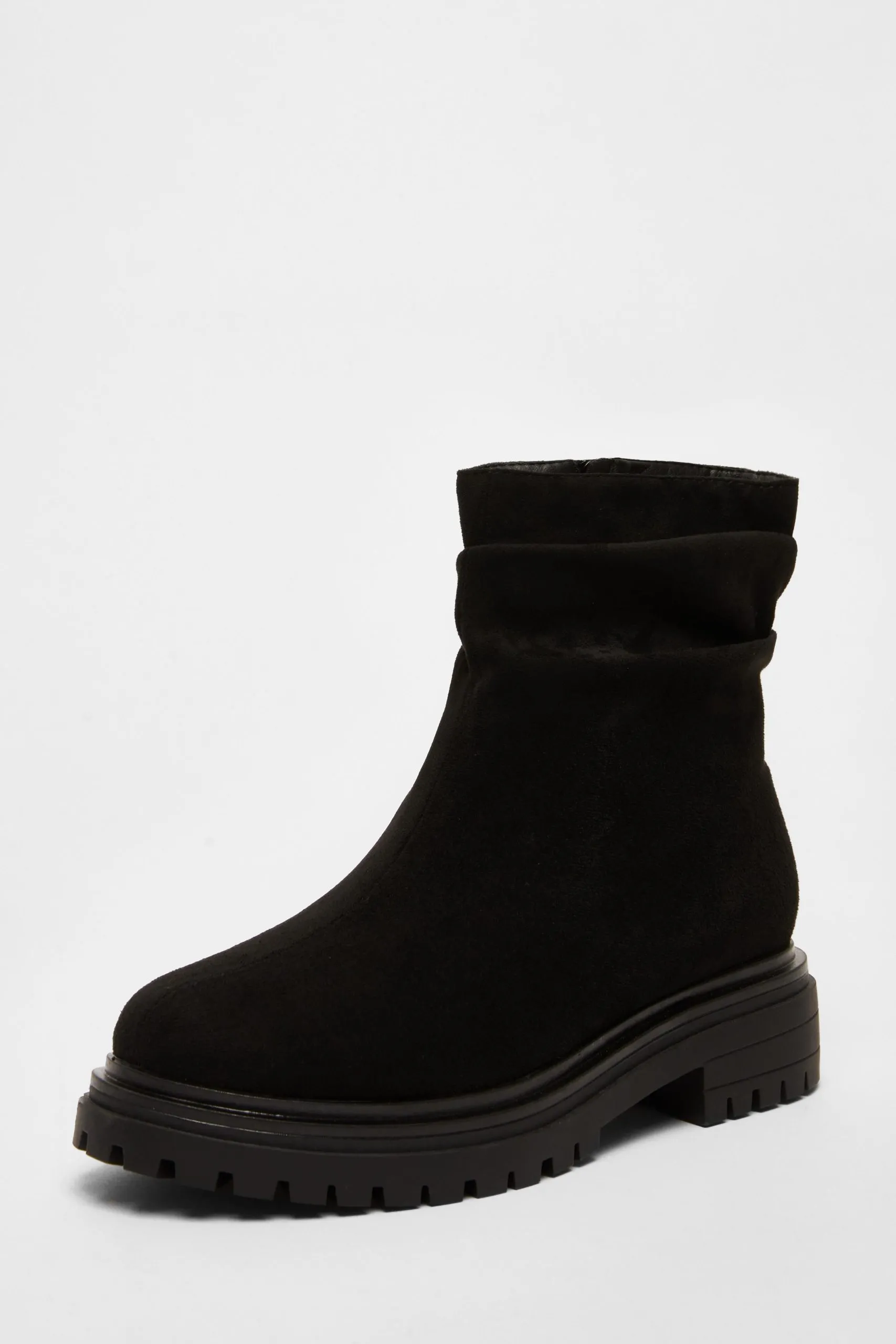 Black Wide Fit Faux Suede Ankle Boots