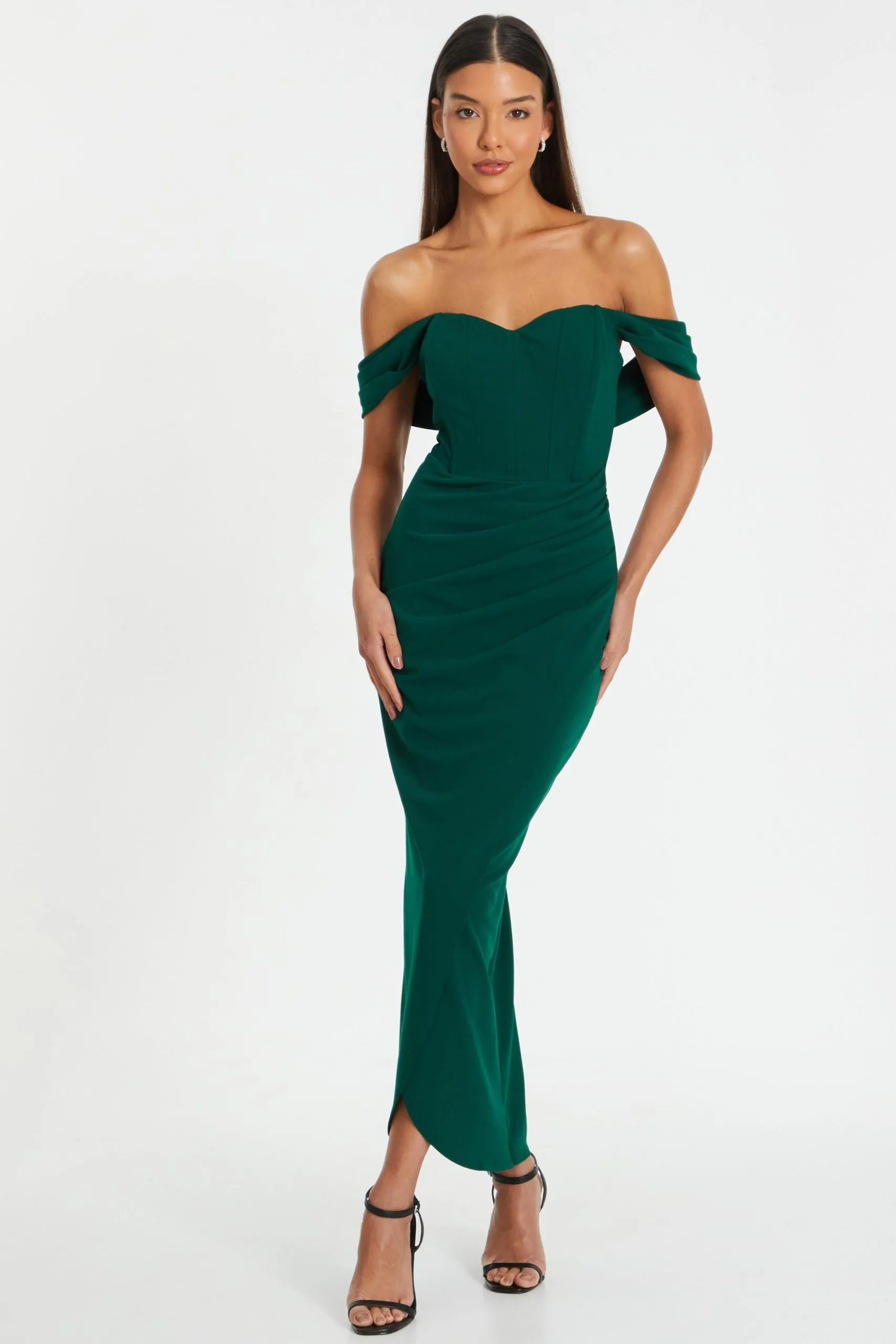 Green Petite Bardot Maxi Dress