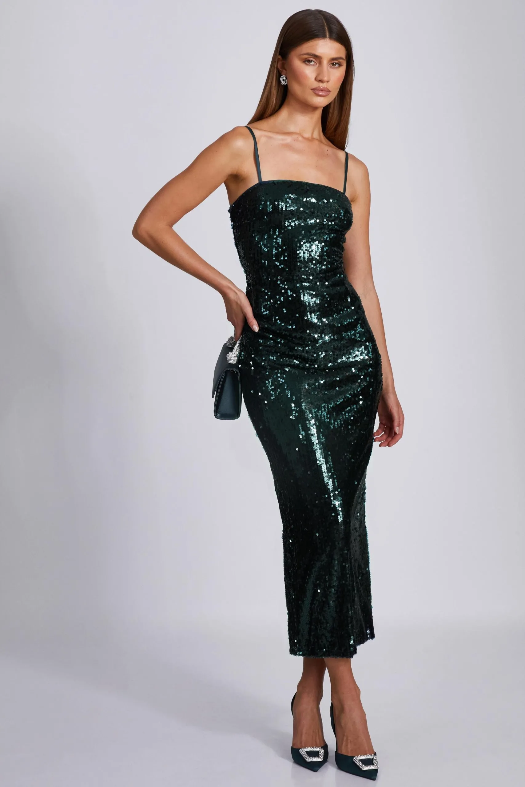 Green Sequin Midaxi Dress