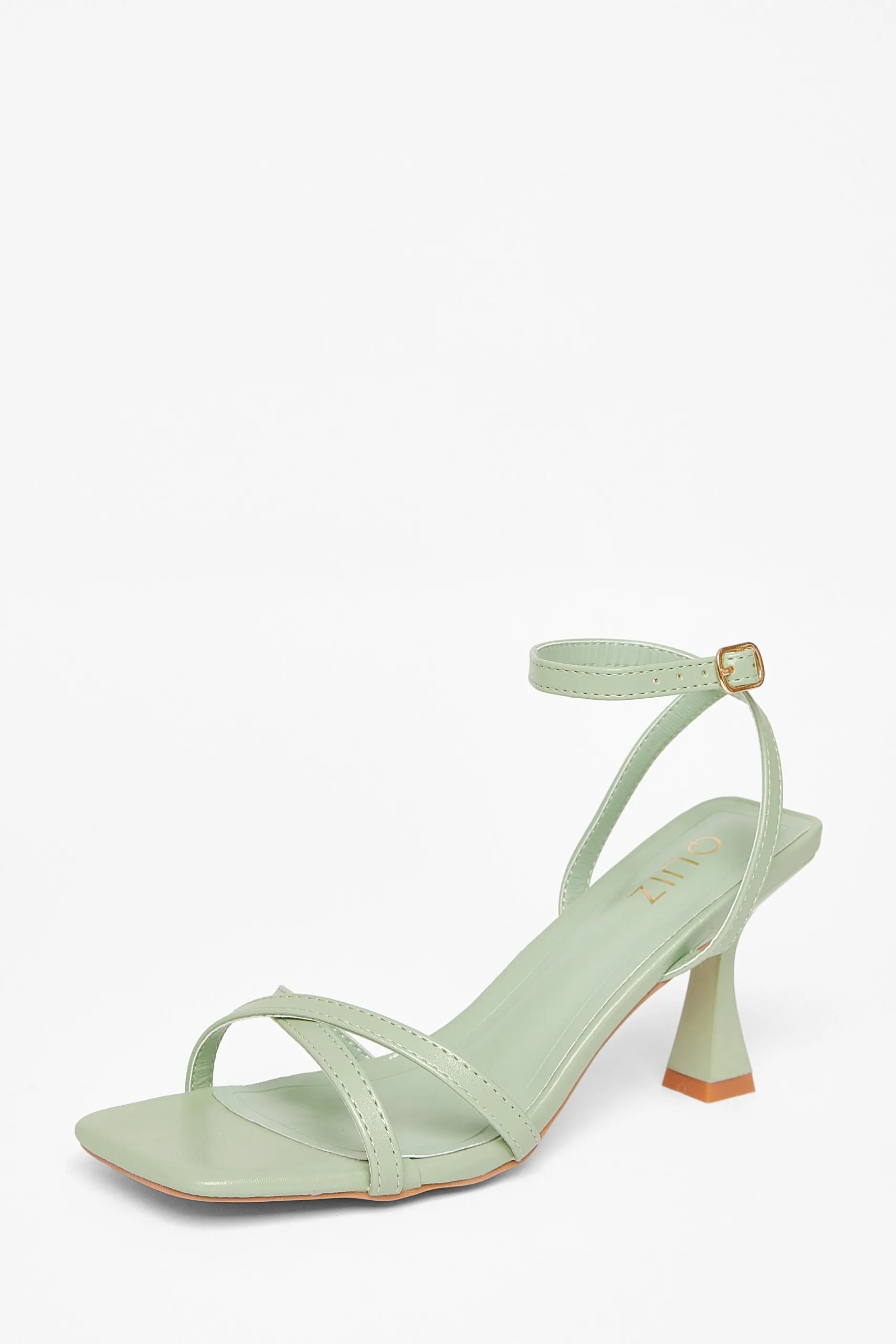 Green Strappy Flared Heels