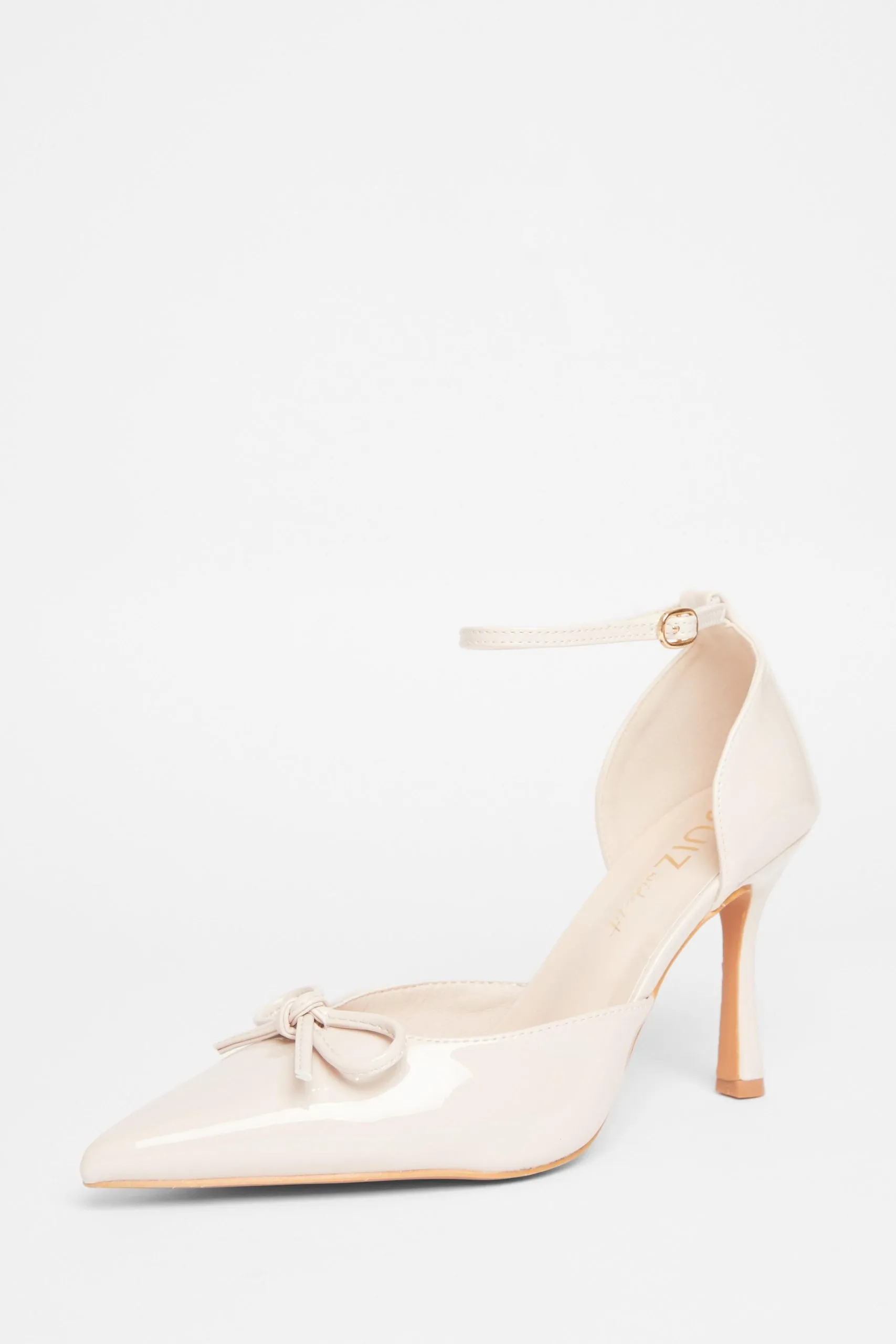 Nude Wide Fit Patent Bow Heels