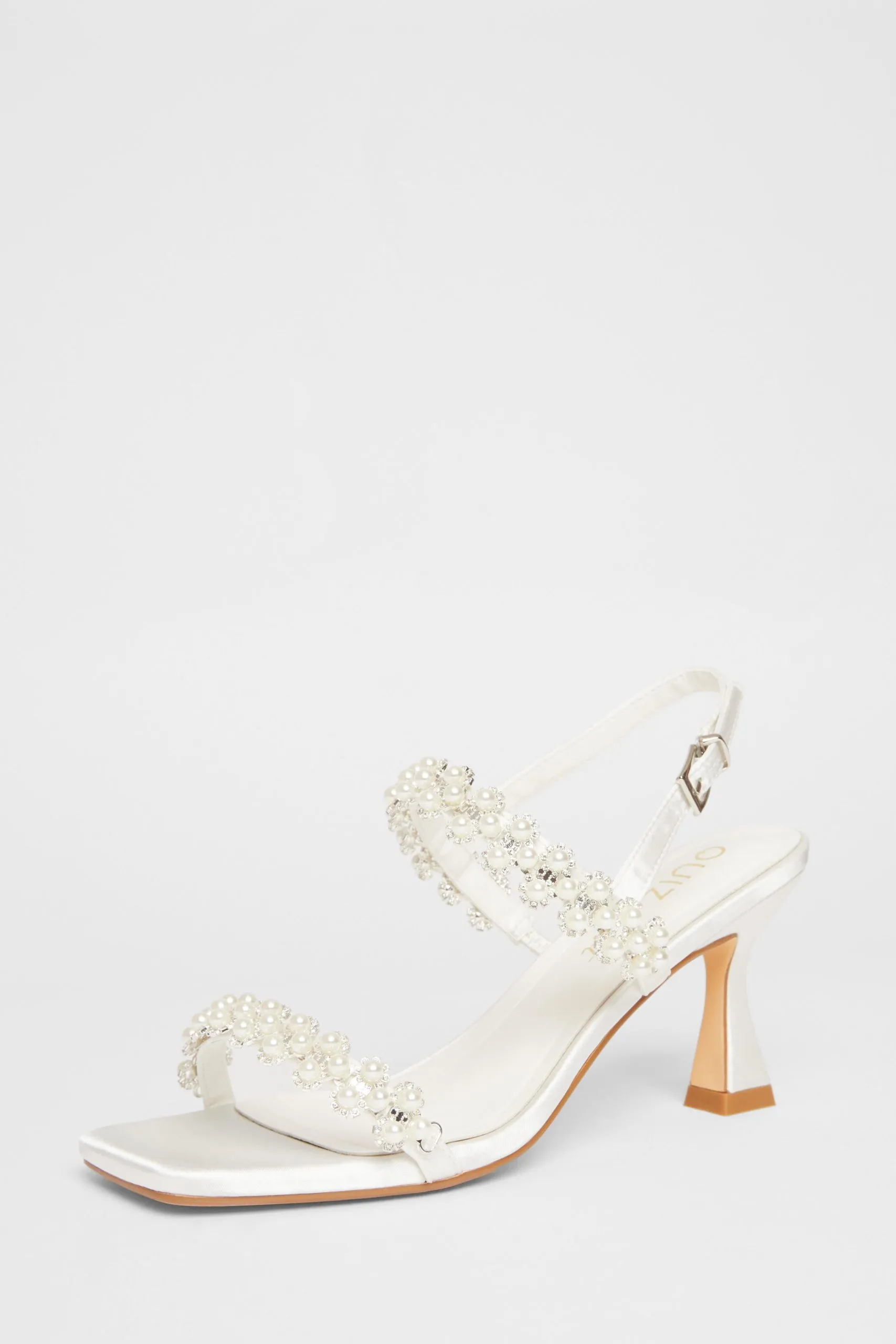 White Bridal Wide Fit Embellished Heels