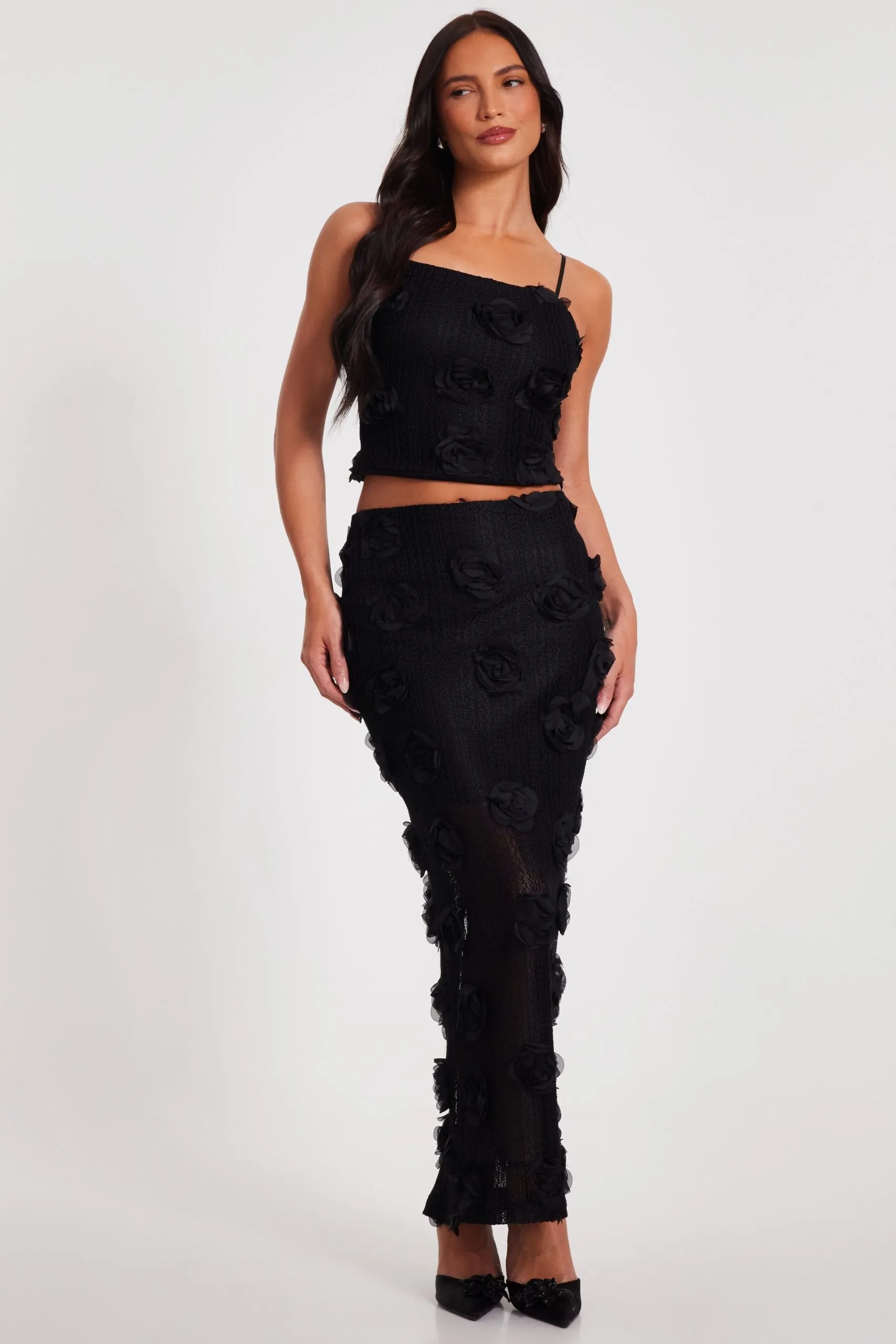 Black Floral Maxi Skirt