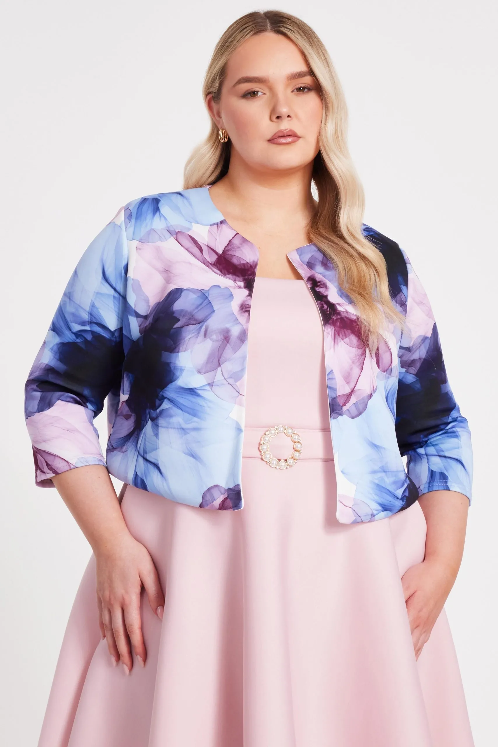 Multi Curve Floral Cropped Jacket