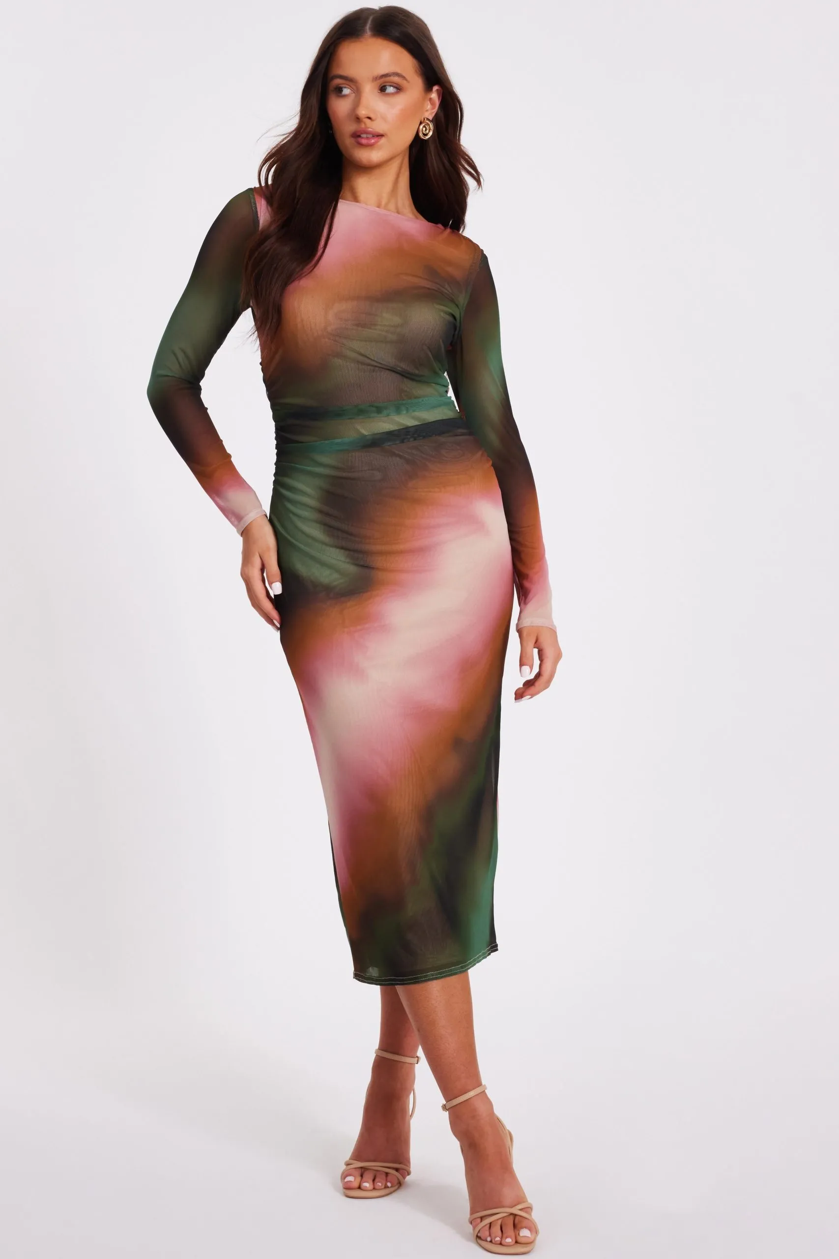 Multi Petite Mesh Midi Dress