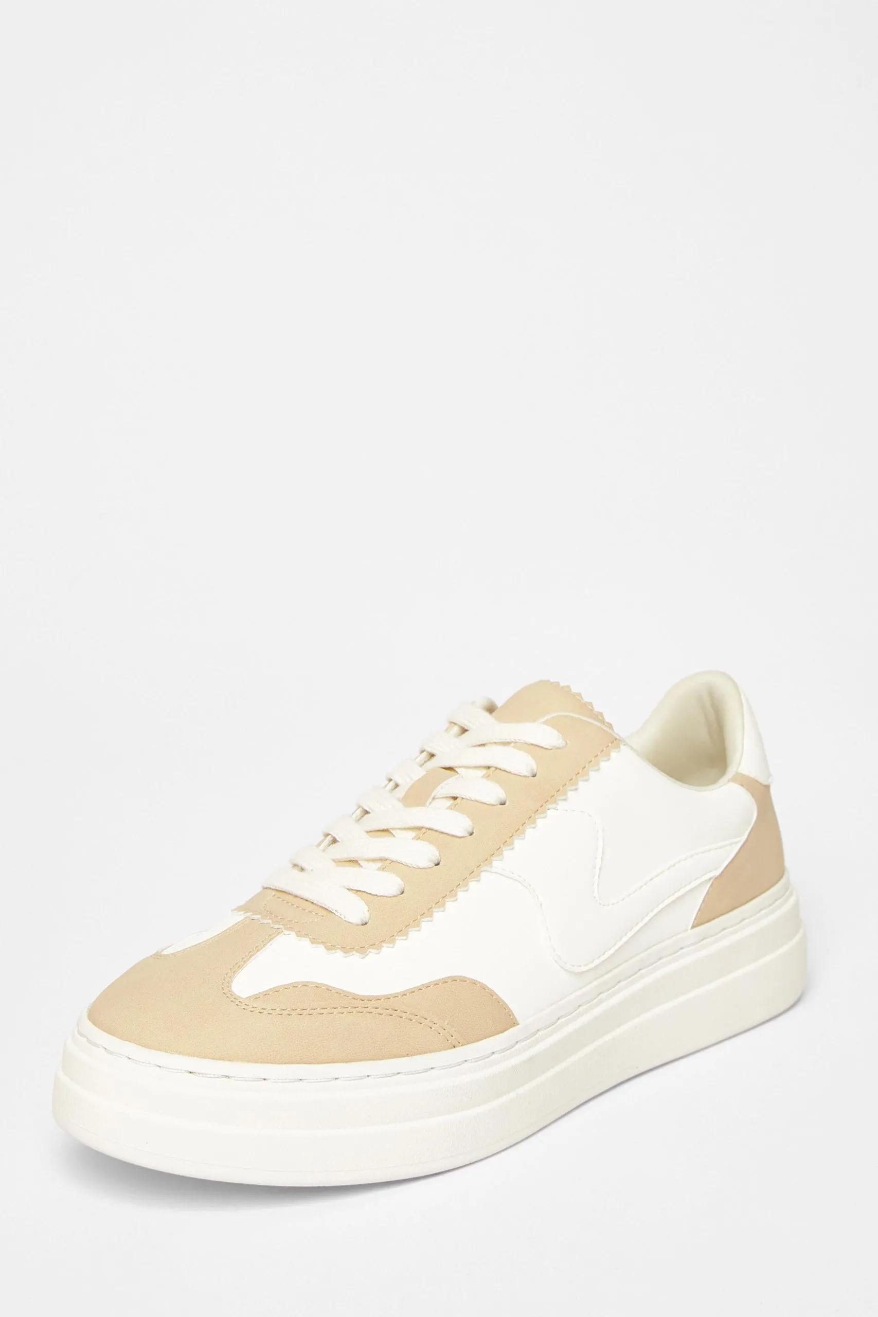 Nude Faux Leather Chunky Trainers