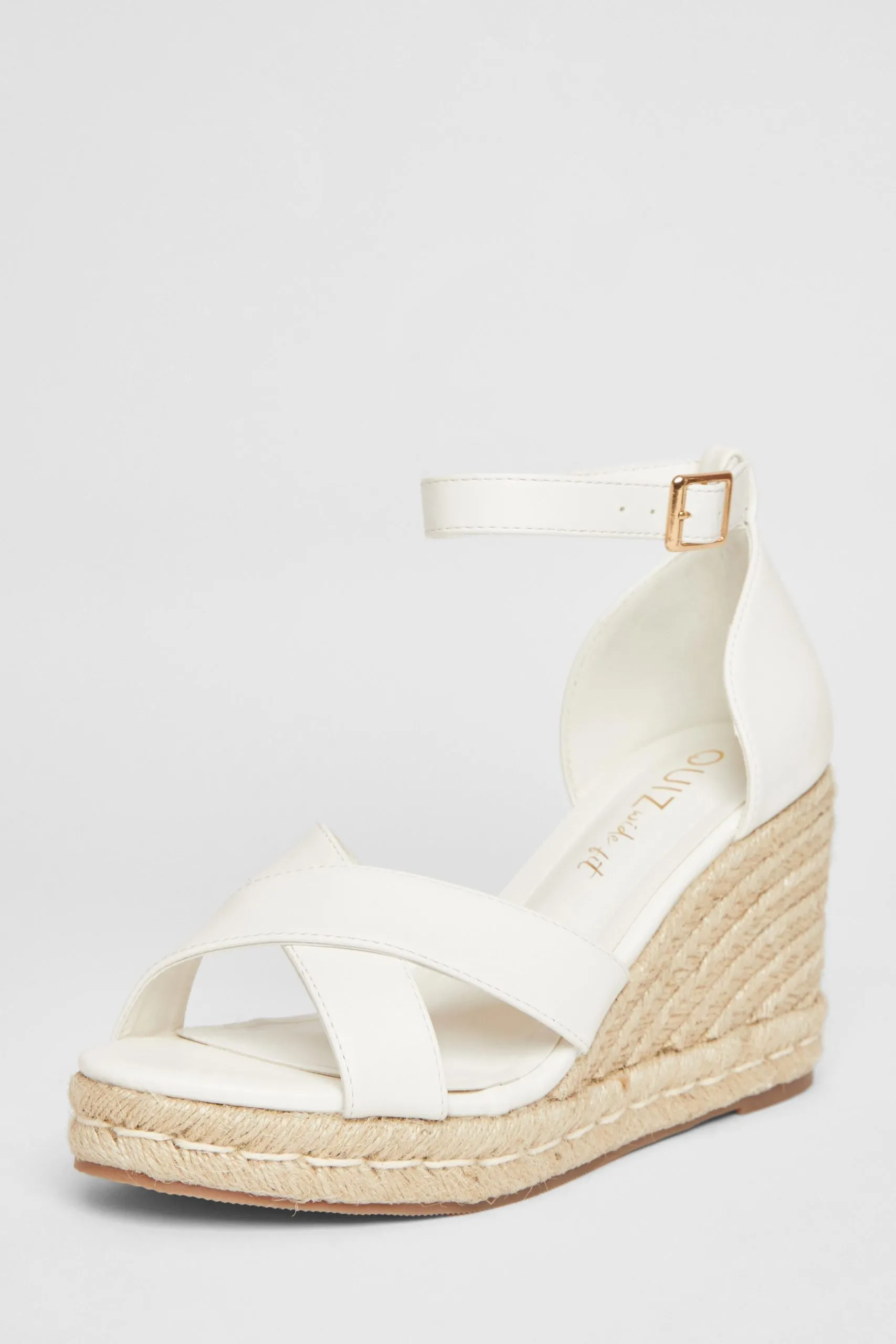 White Wide Fit Faux Leather Wedges