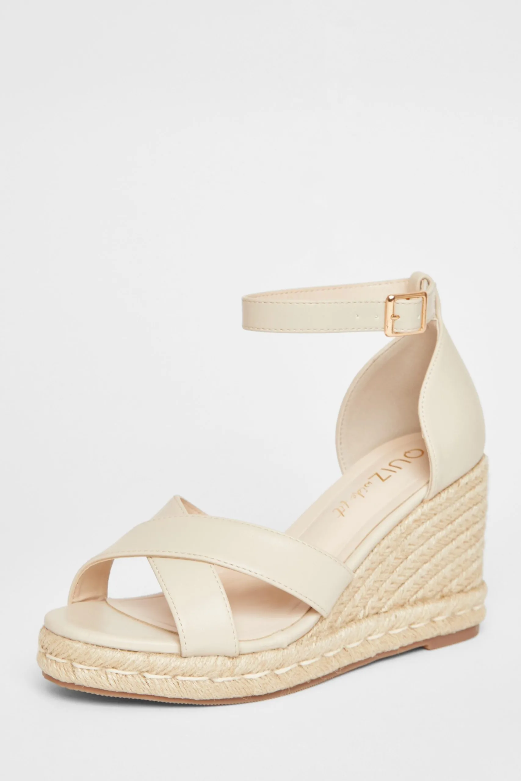 Nude Wide Fit Faux Leather Wedges