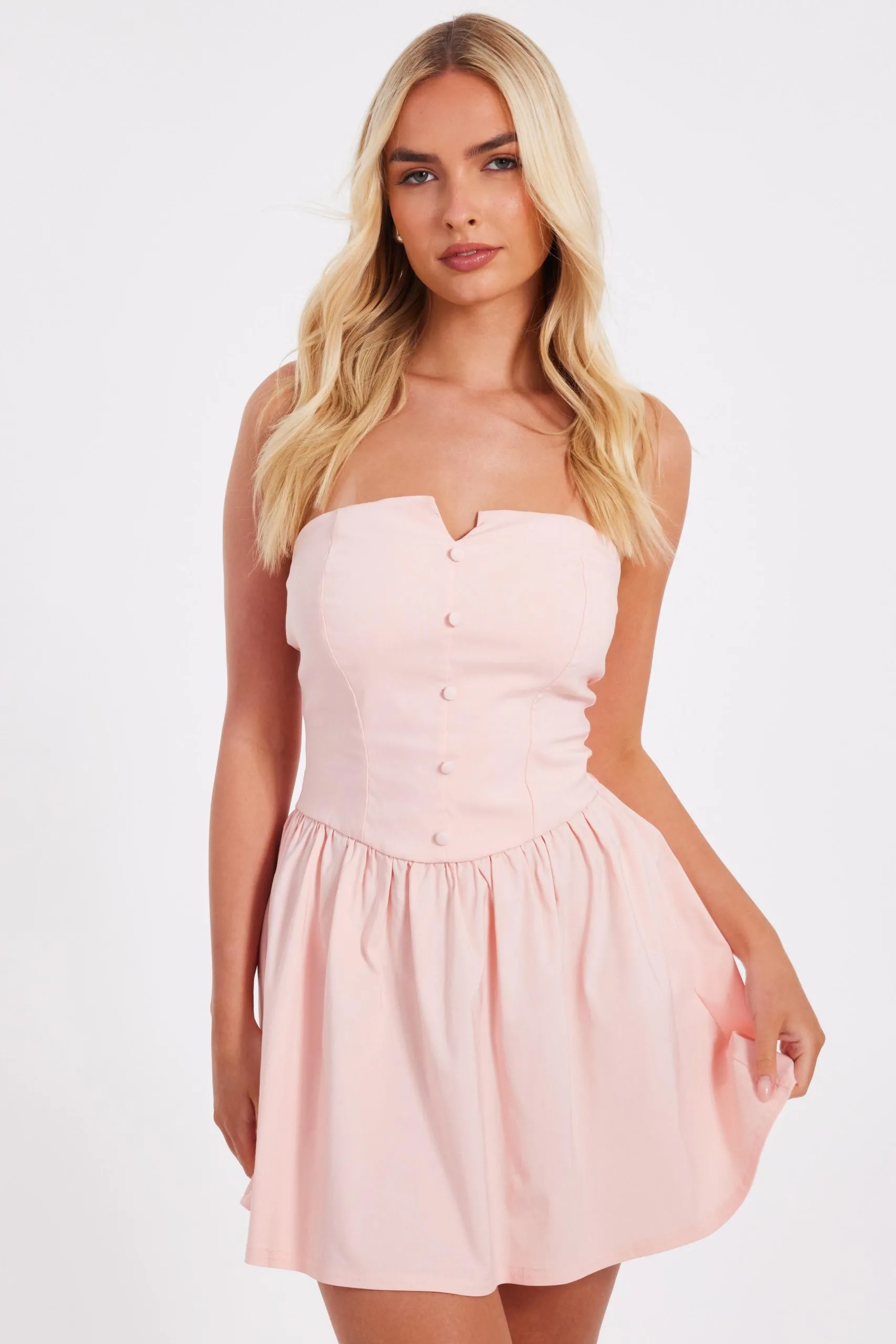 Pale Pink Bandeau Mini Dress