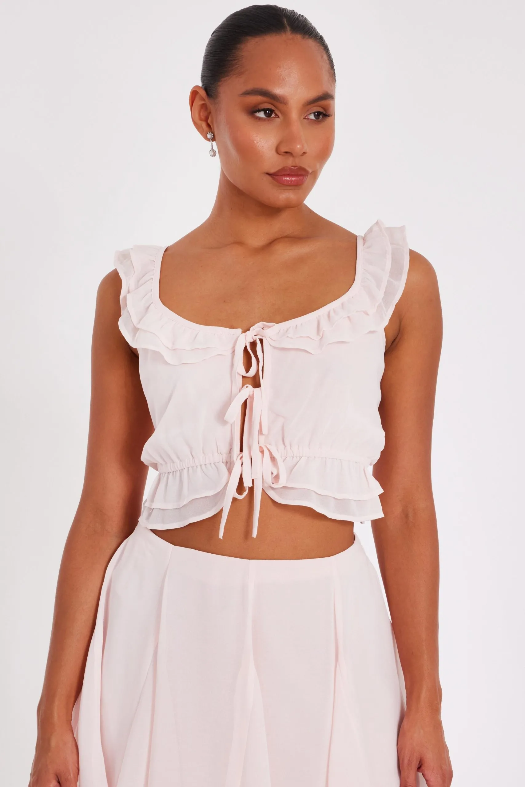 Pink Ruffle Crop Top